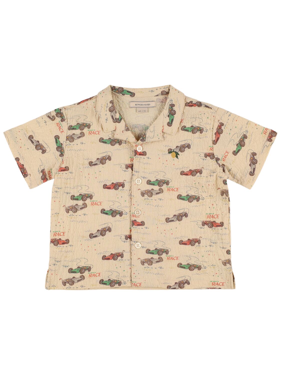 Konges Sløjd Printed Woven Cotton Blend Shirt In Beige/multi