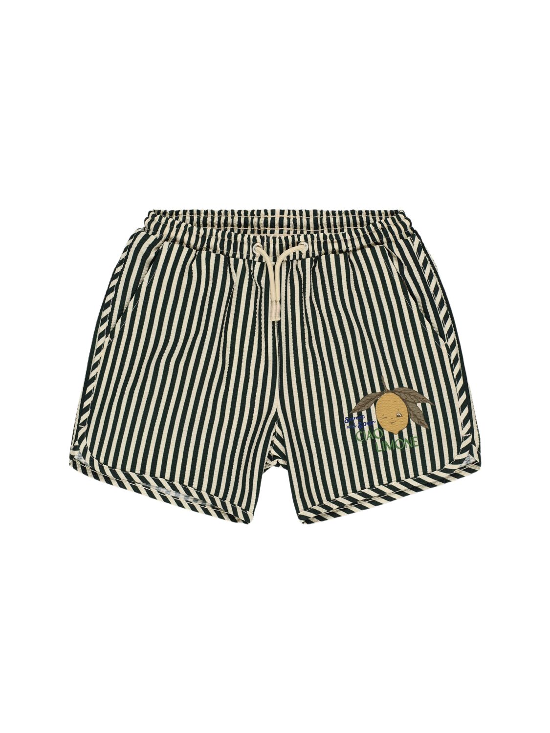 Konges Sløjd Striped Lycra Swim Shorts In White/black