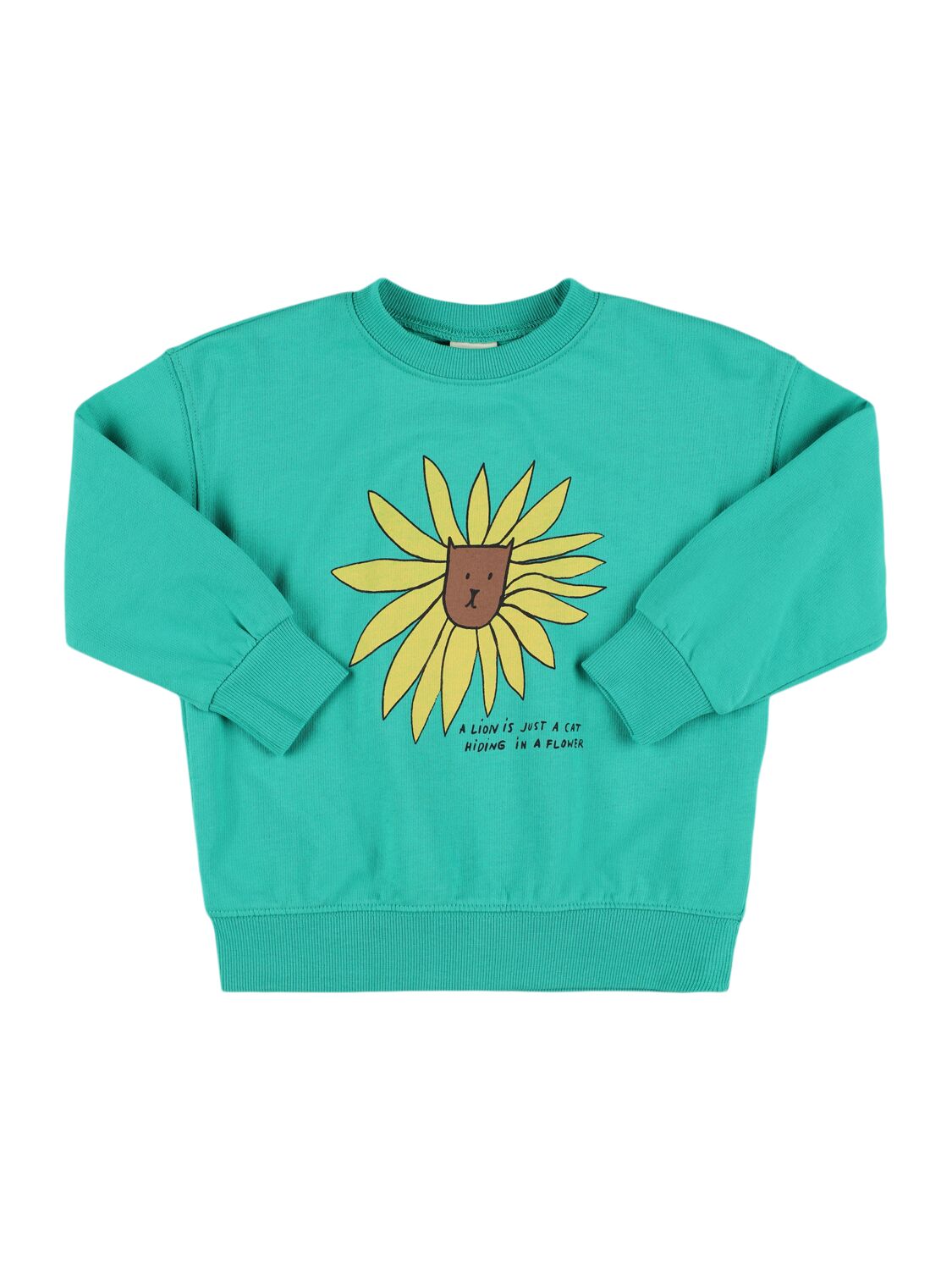 Jellymallow Lion Print Cotton Crewneck Sweatshirt In Green