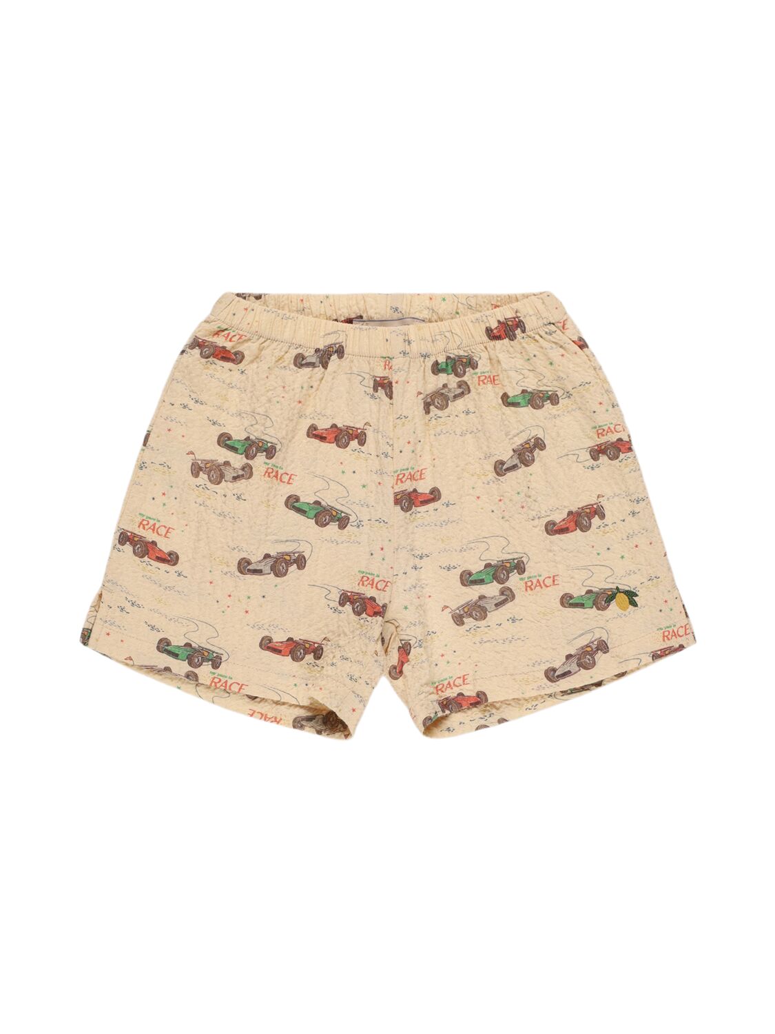 Konges Sløjd Printed Woven Cotton Blend Shorts In Beige/multi