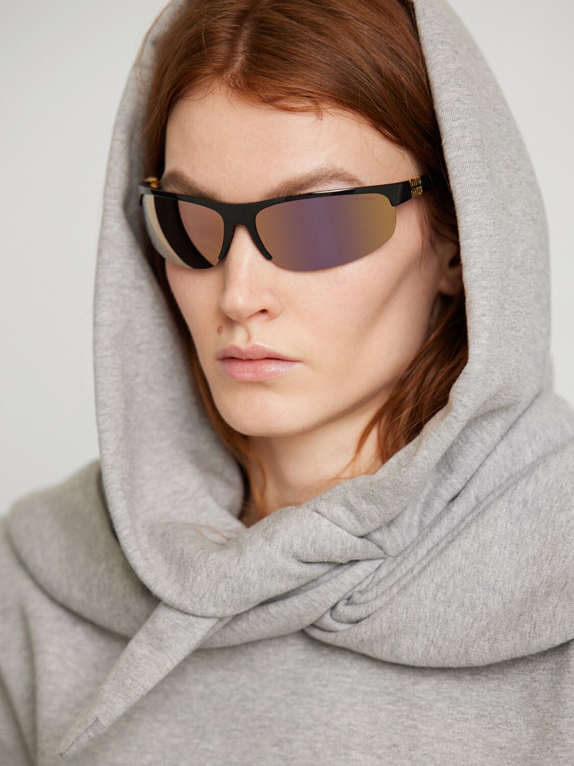 Miu Miu Miu Signature Mask Acetate Sunglasses In Black/pink
