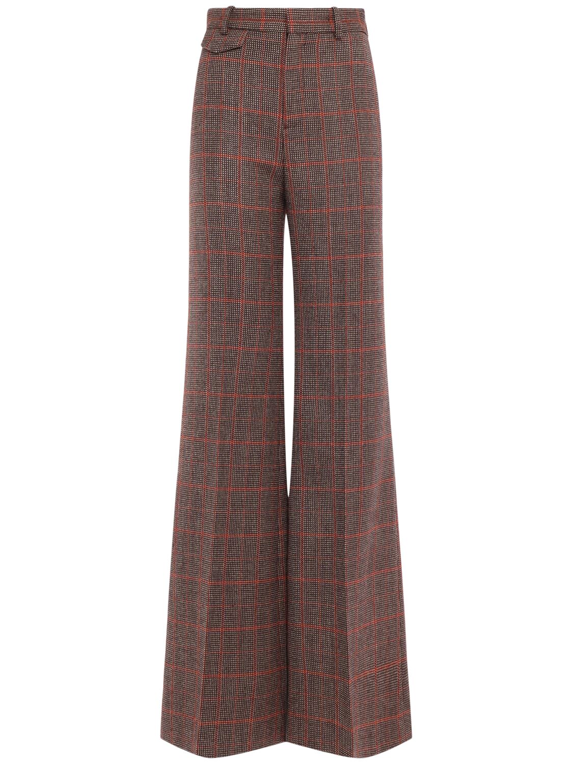 Chloé Check Wool Flared Pants