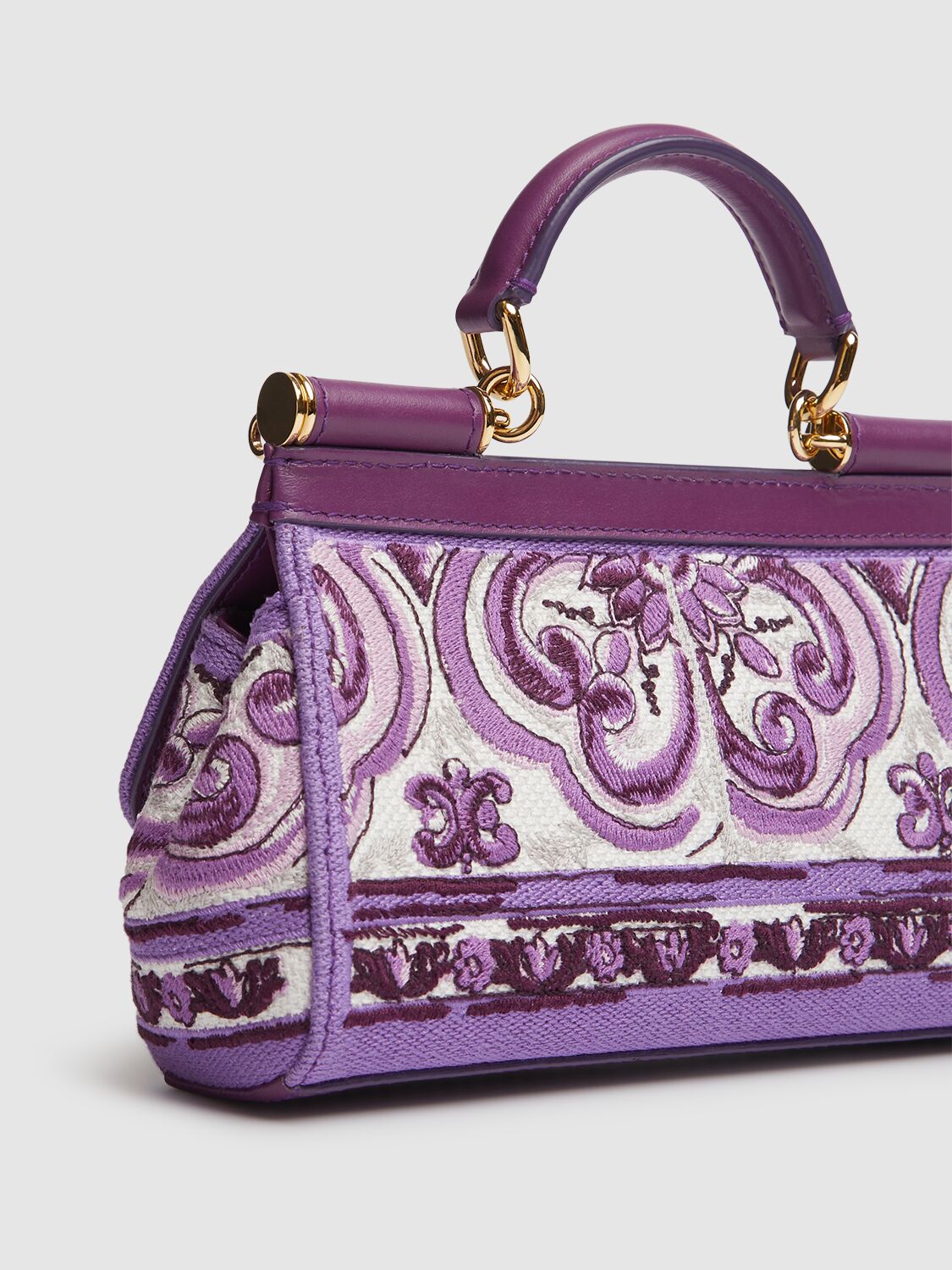 Dolce & Gabbana Sicily Small Bag With Maiolica Embroidery In Purple