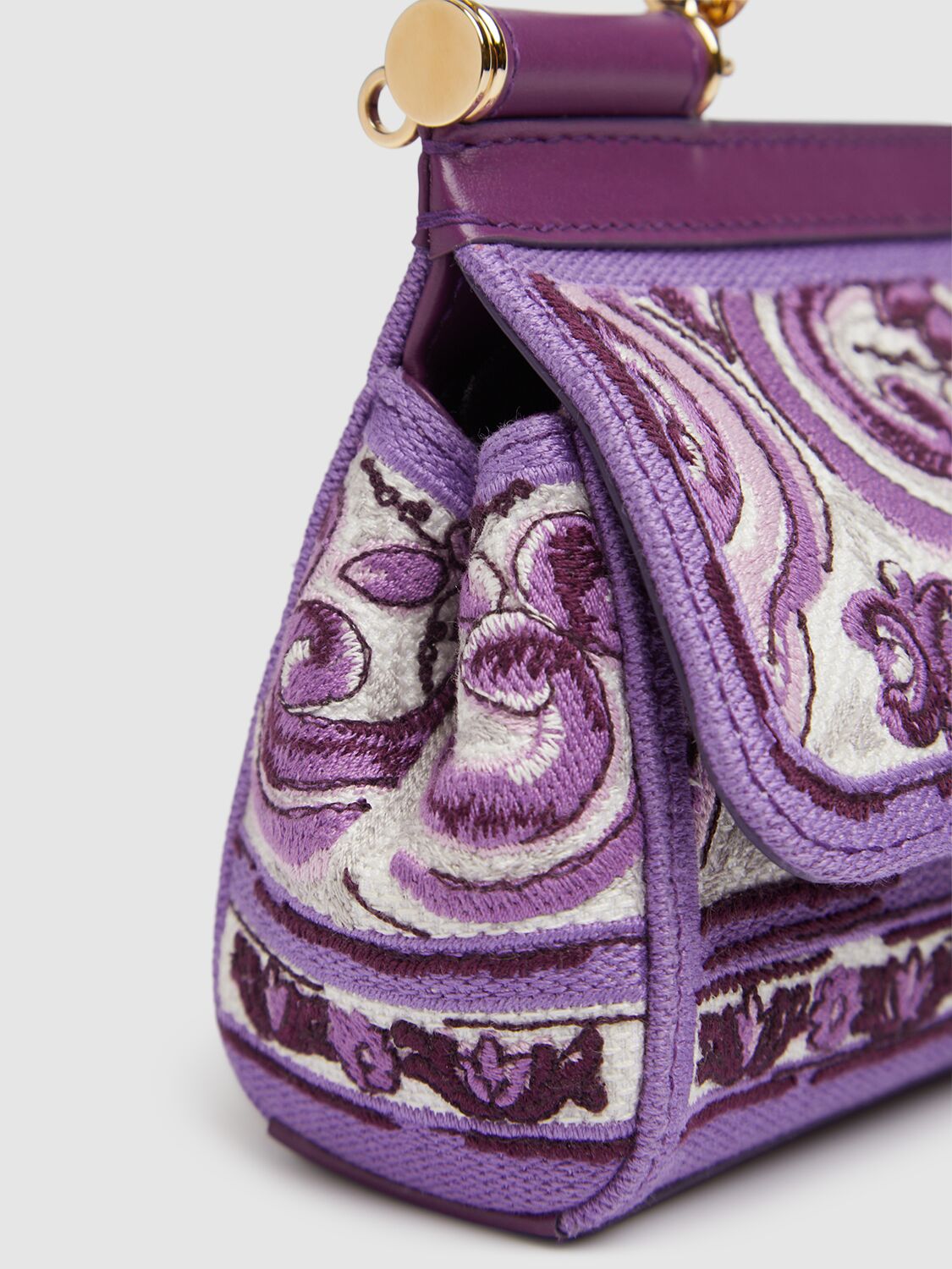 Dolce & Gabbana Sicily Small Bag With Maiolica Embroidery In Purple