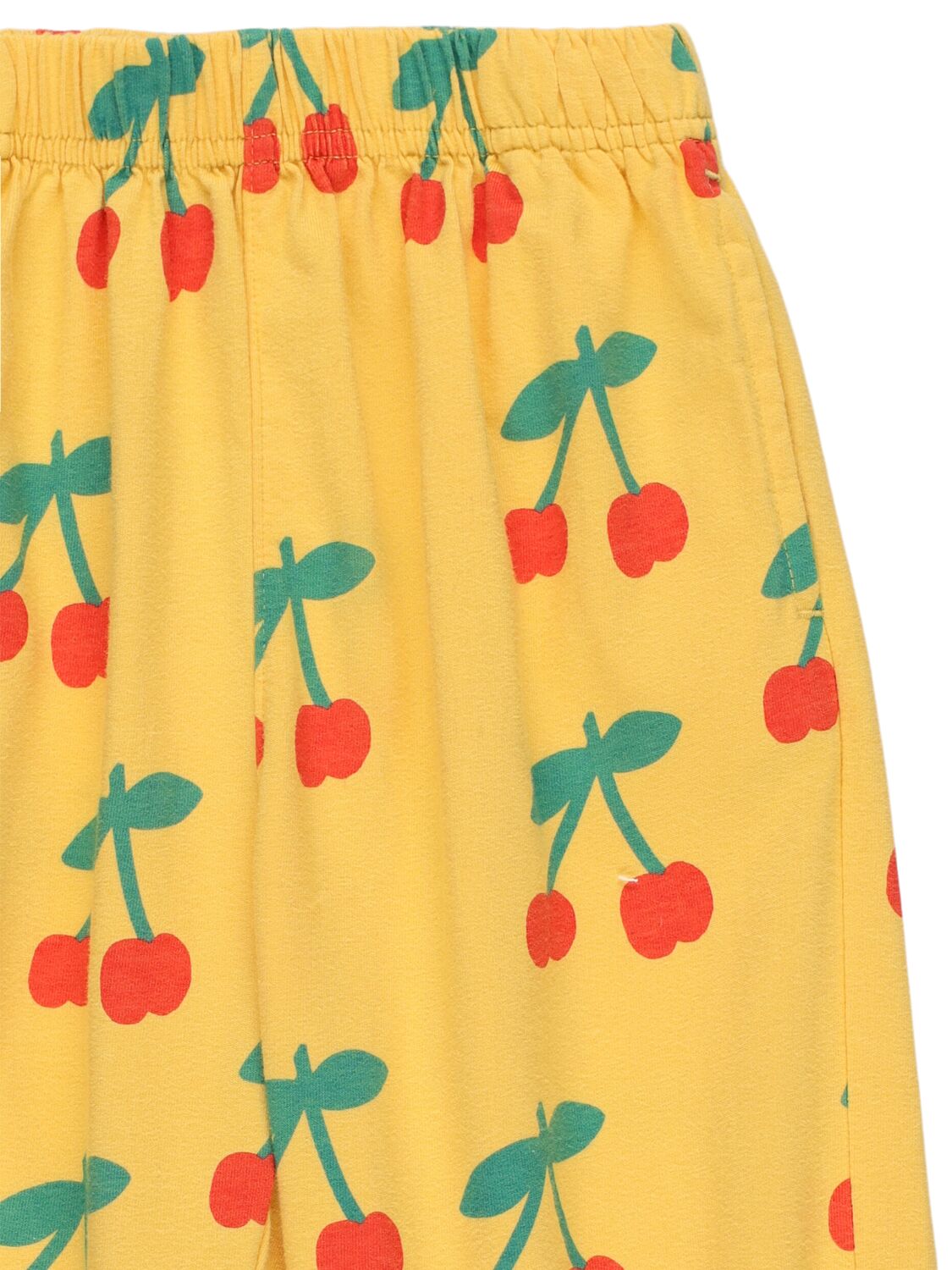 Jellymallow Cherry Print Cotton Sweatpants In Yellow