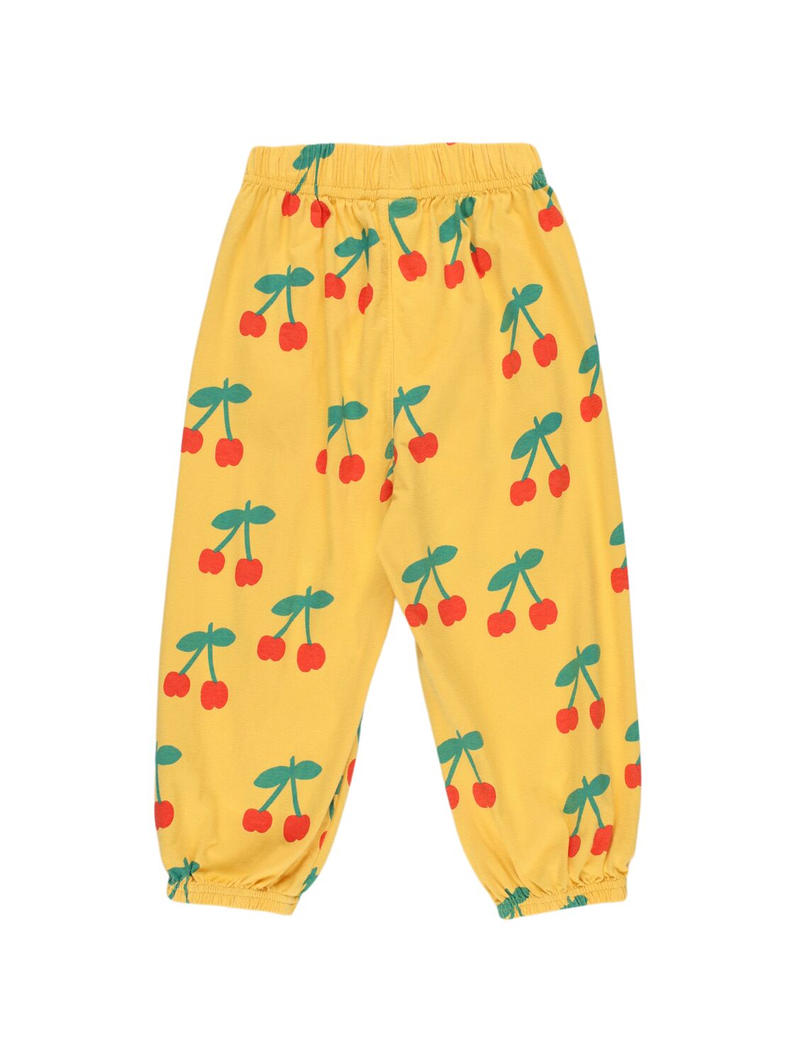 Jellymallow Cherry Print Cotton Sweatpants In Yellow