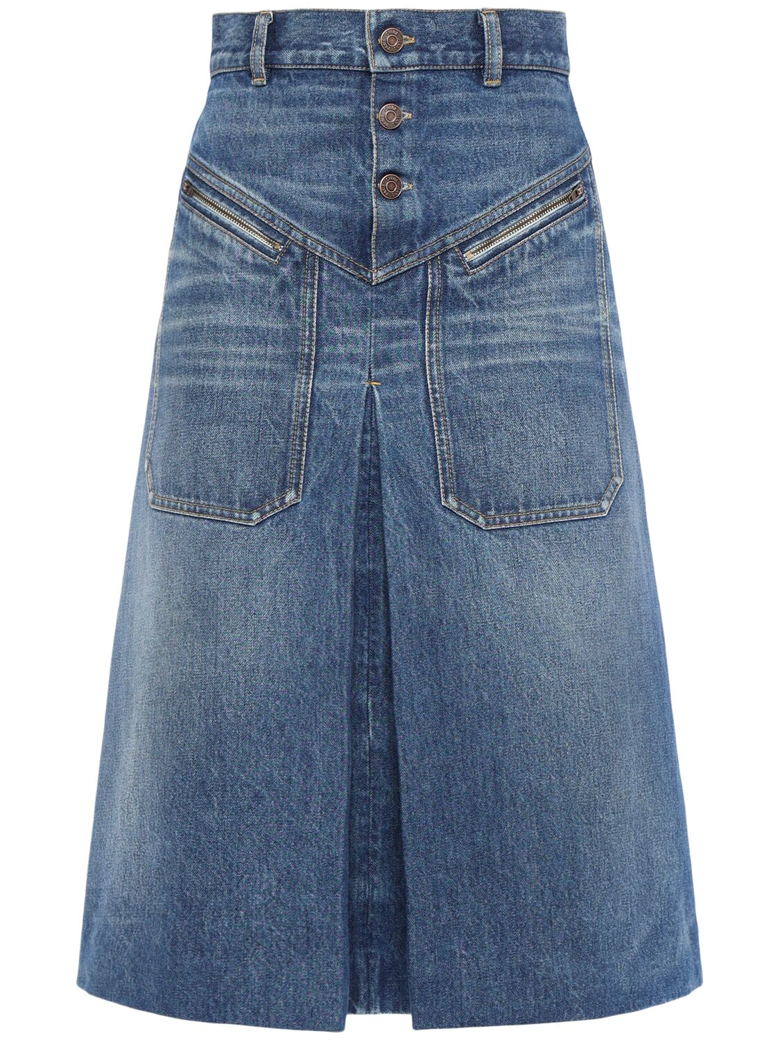 Chloé Cotton Denim Midi Skirt