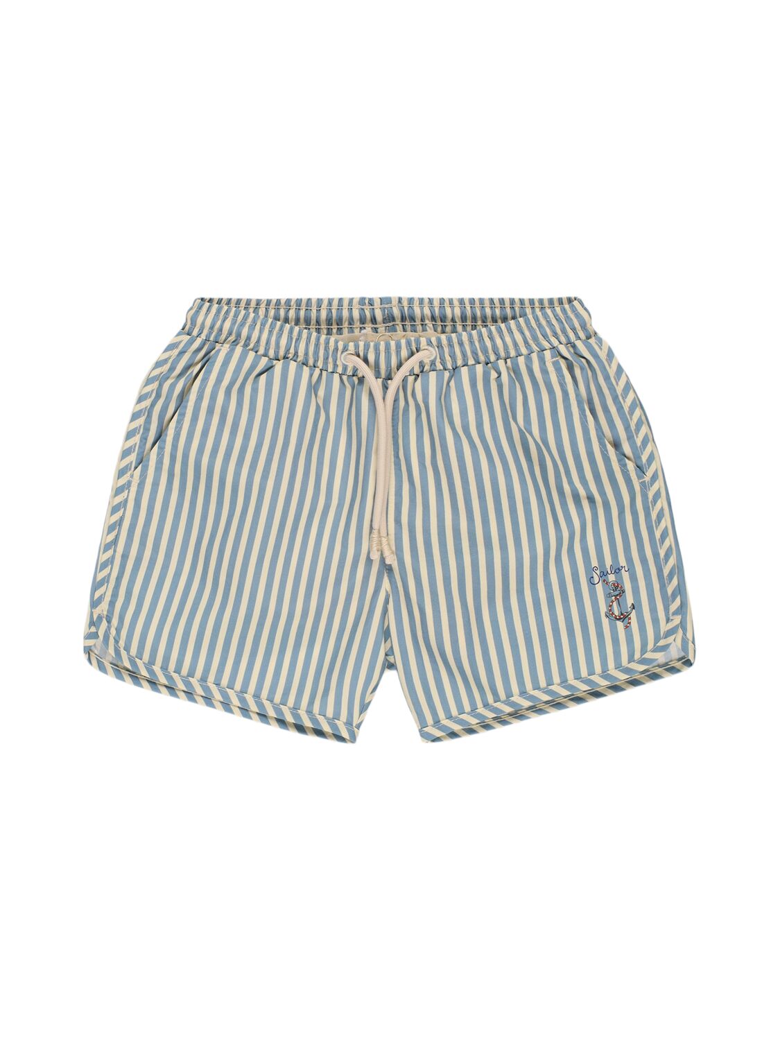 Konges Sløjd Striped Lycra Swim Shorts In White/blue