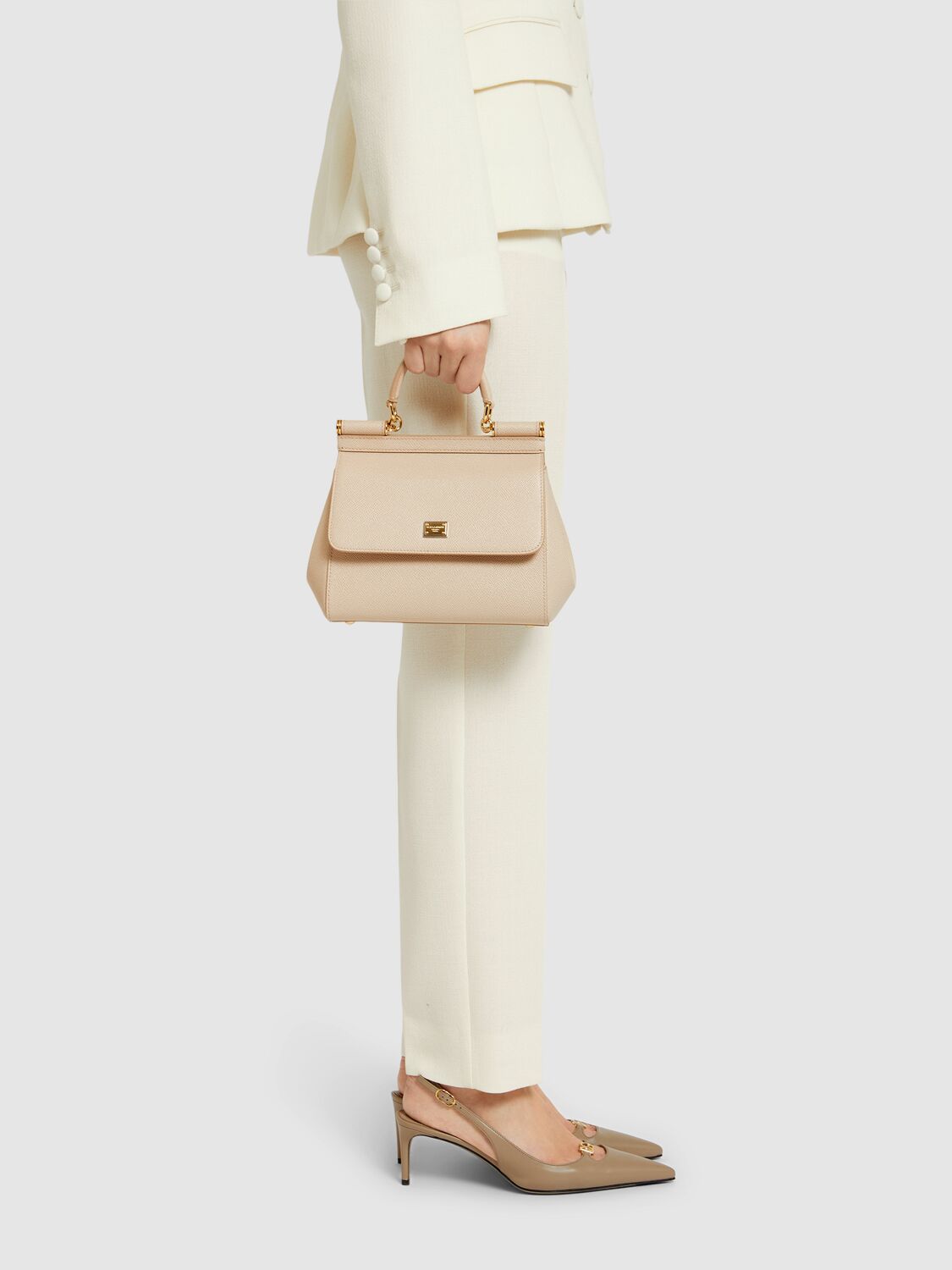 Dolce & Gabbana Small Sicily Dauphine Leather Bag In Pink