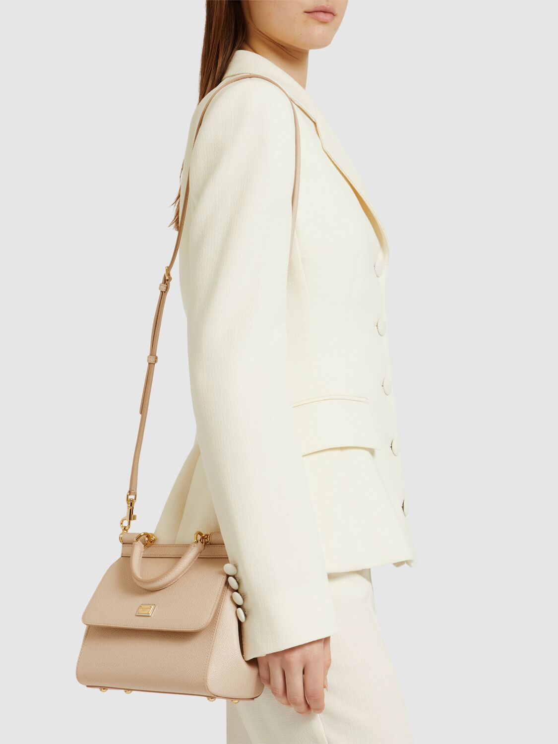 Dolce & Gabbana Small Sicily Dauphine Leather Bag In Pink
