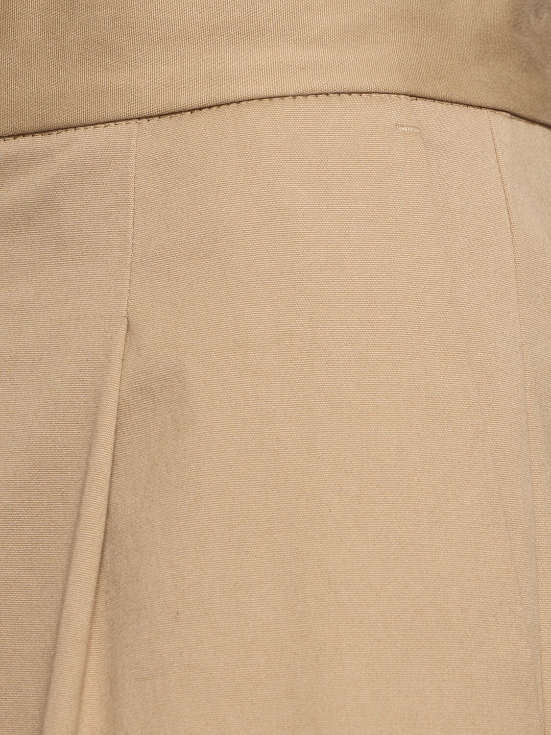 Msgm Cotton Blend Wide Pants In Beige