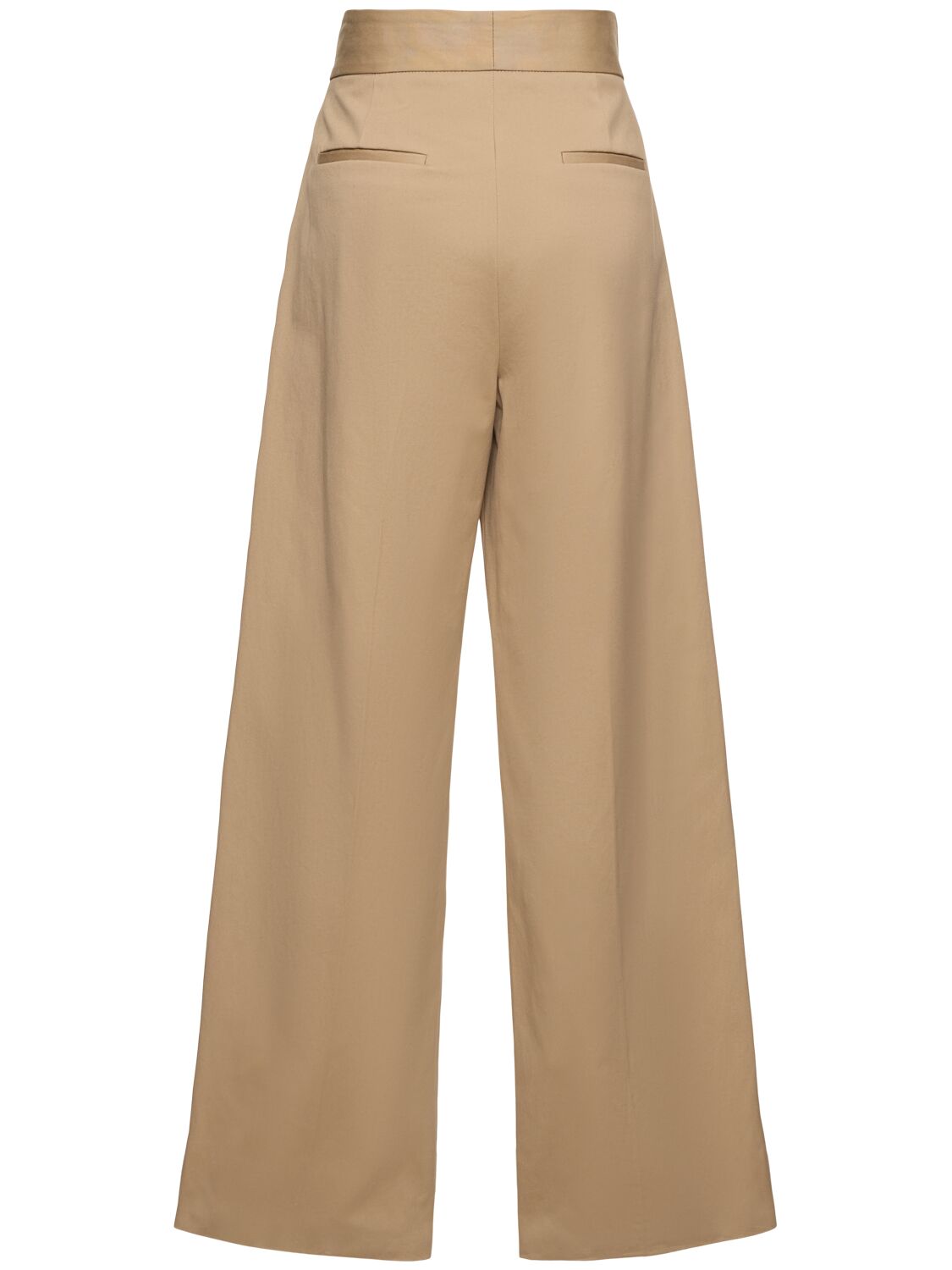 Msgm Cotton Blend Wide Pants In Beige