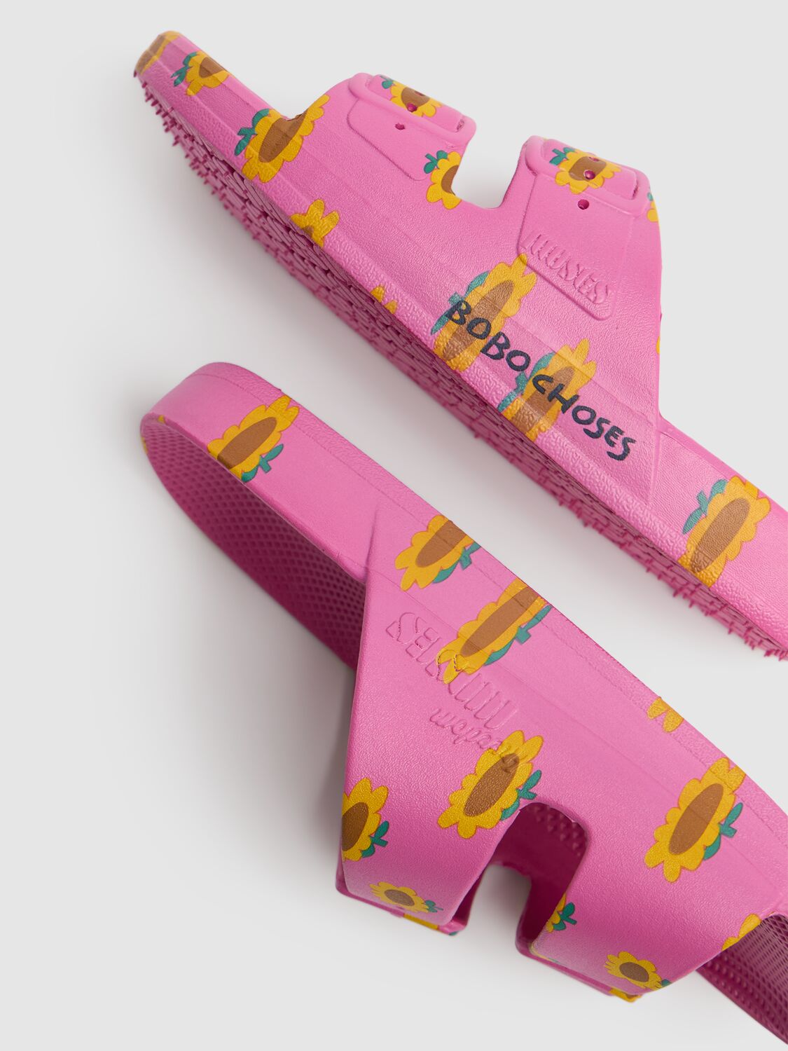 Bobo Choses Printed Rubber Slides In Fuchsia