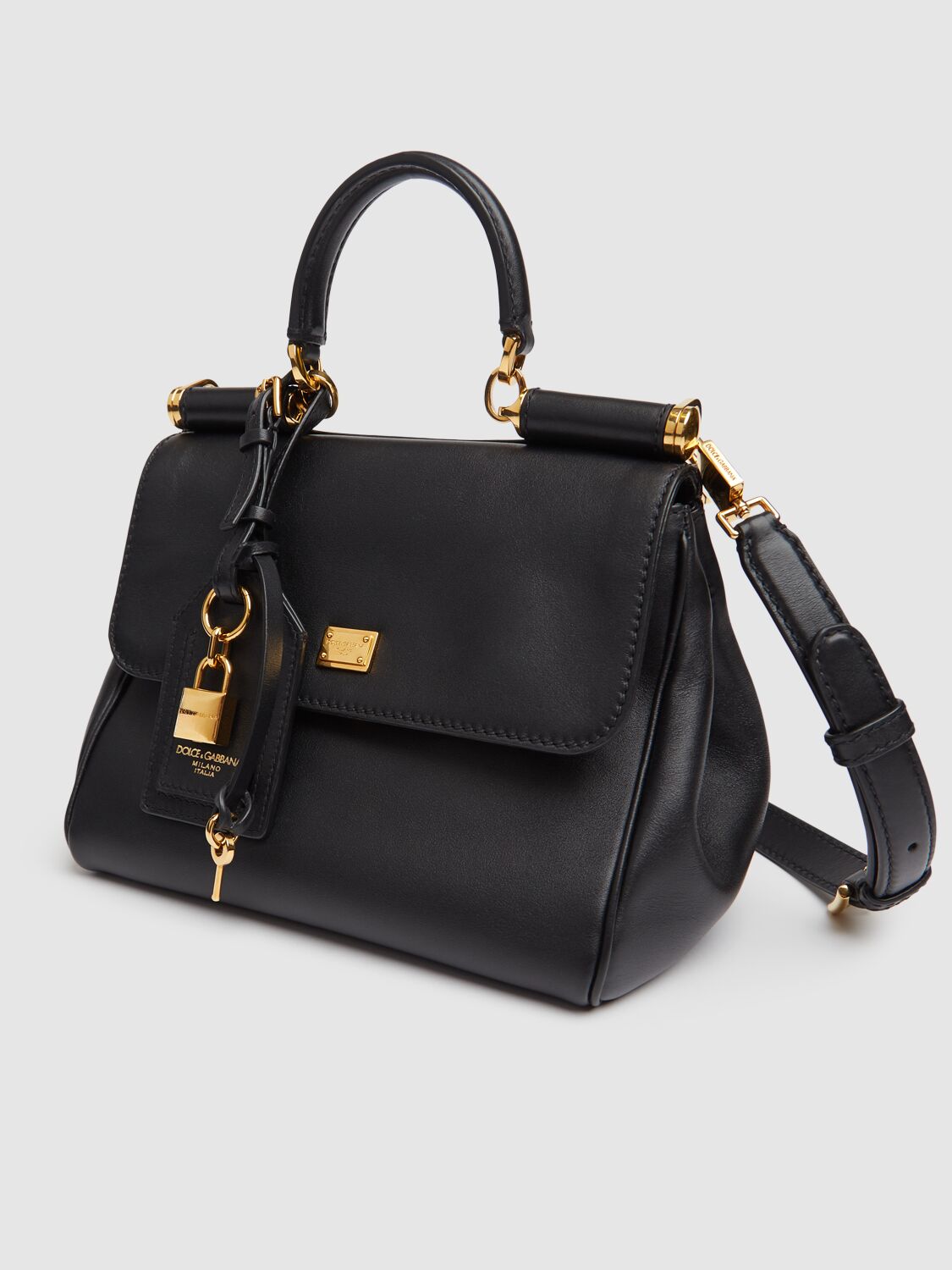 Dolce & Gabbana Small My Sicily Leather Top Handle Bag In Black