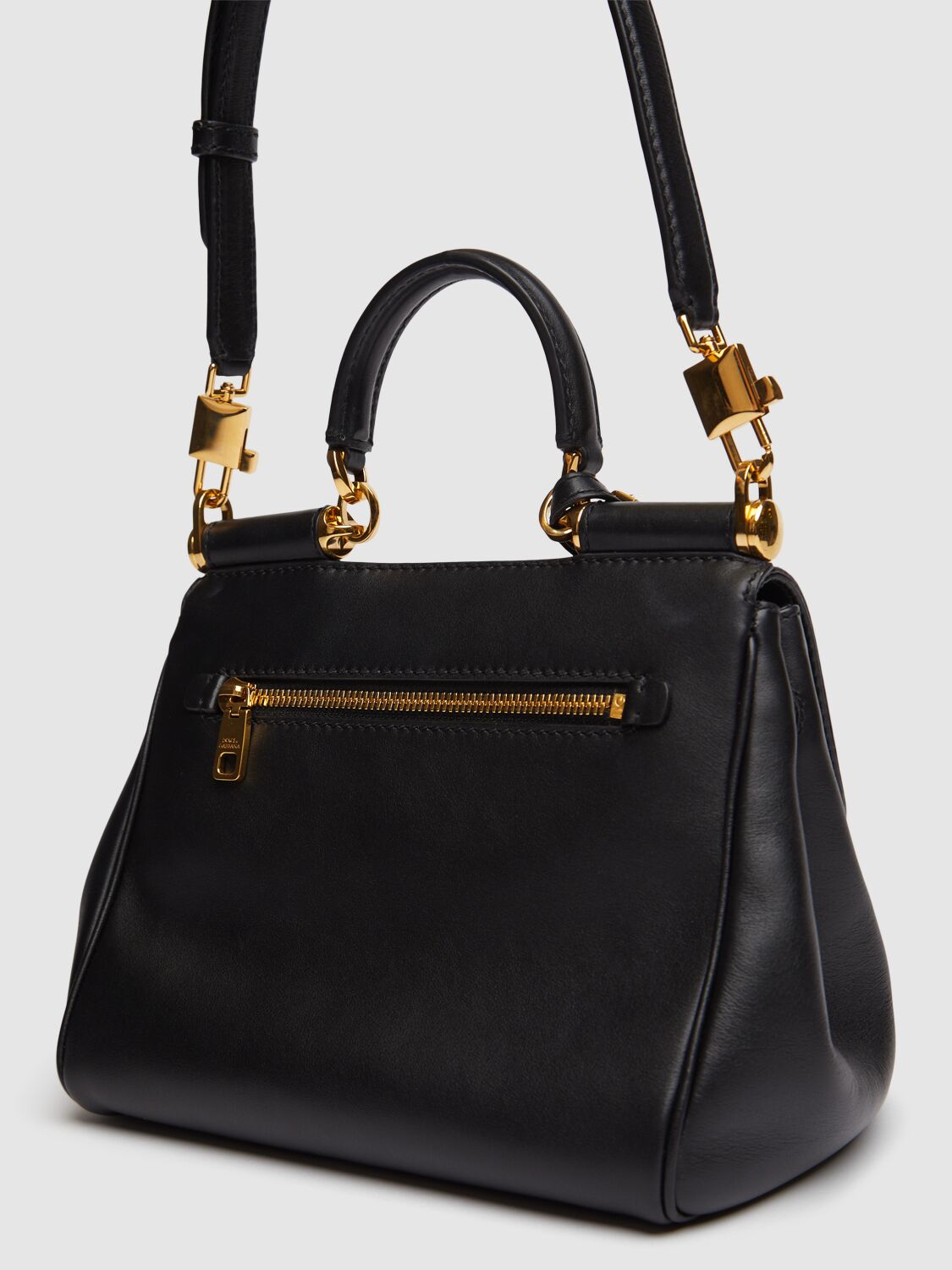 Dolce & Gabbana Small My Sicily Leather Top Handle Bag In Black