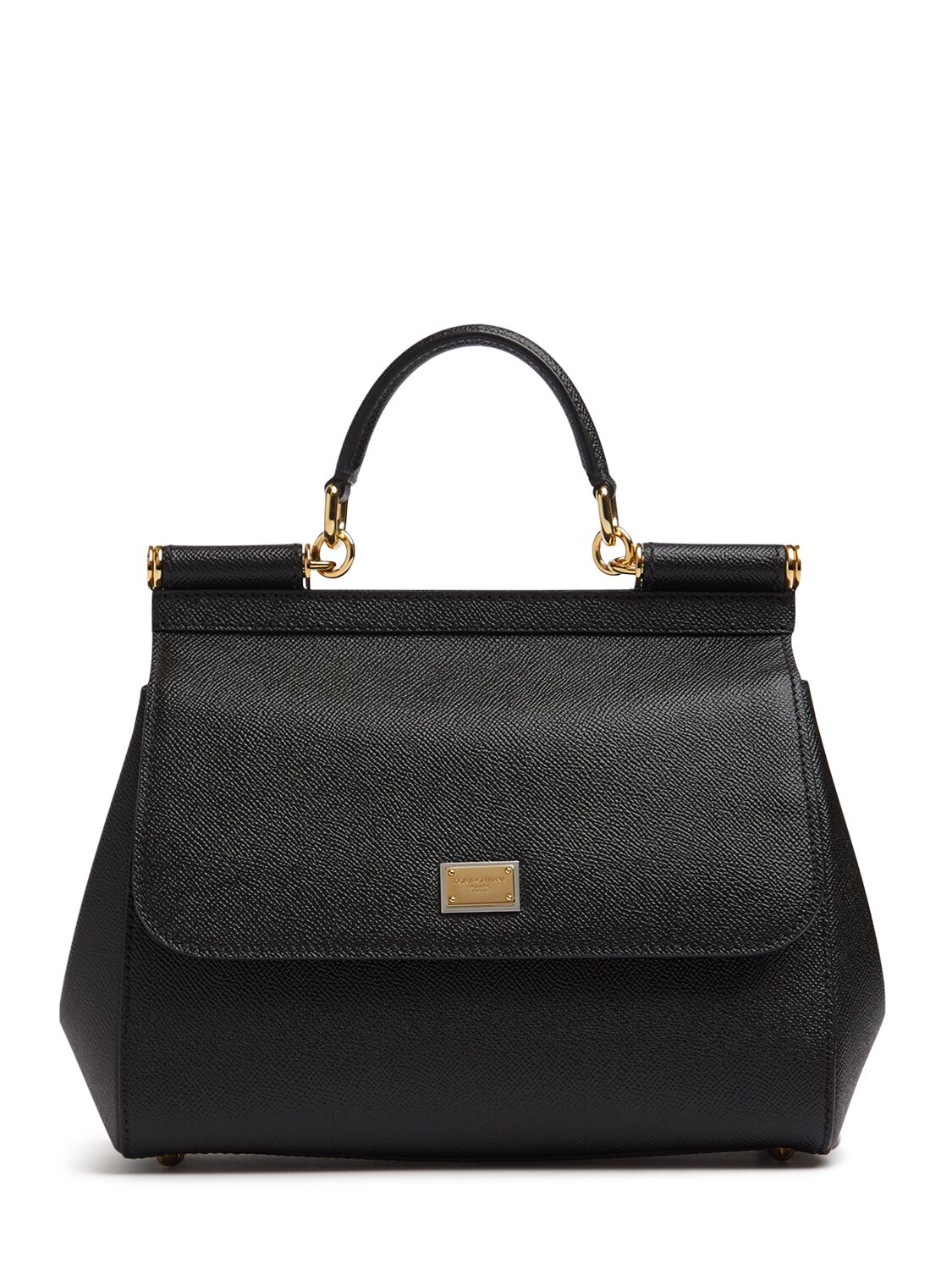 Dolce & Gabbana Large Sicily Dauphine Leather Bag In Black