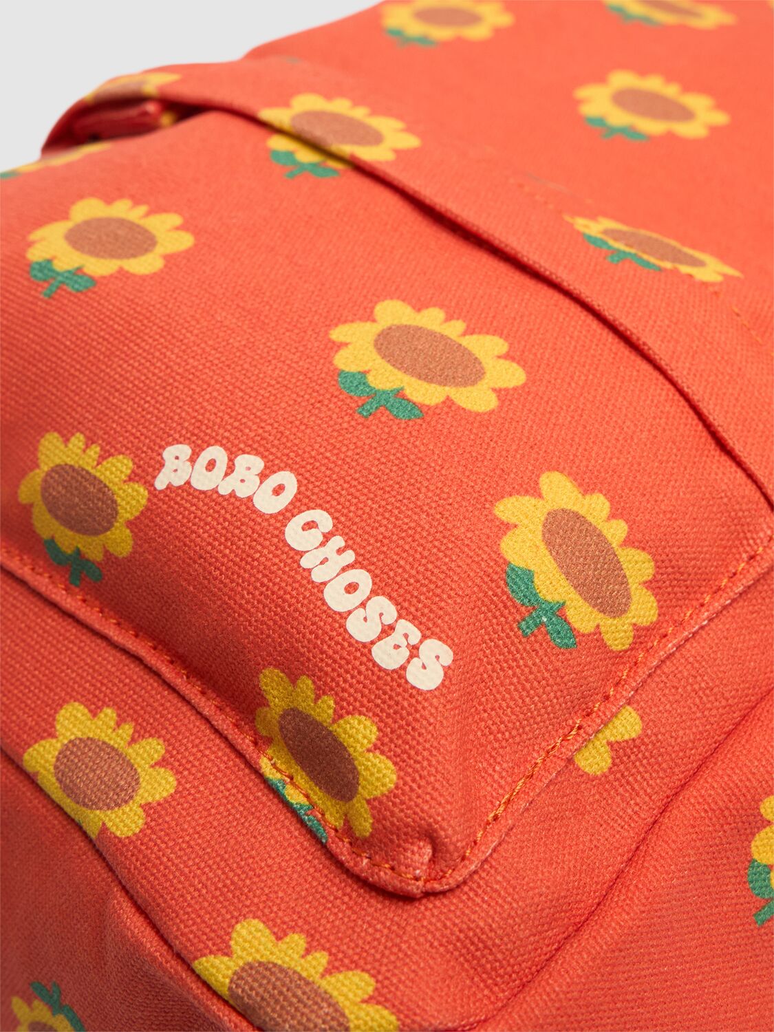 Bobo Choses Printed Cotton Canvas Backpack In Red