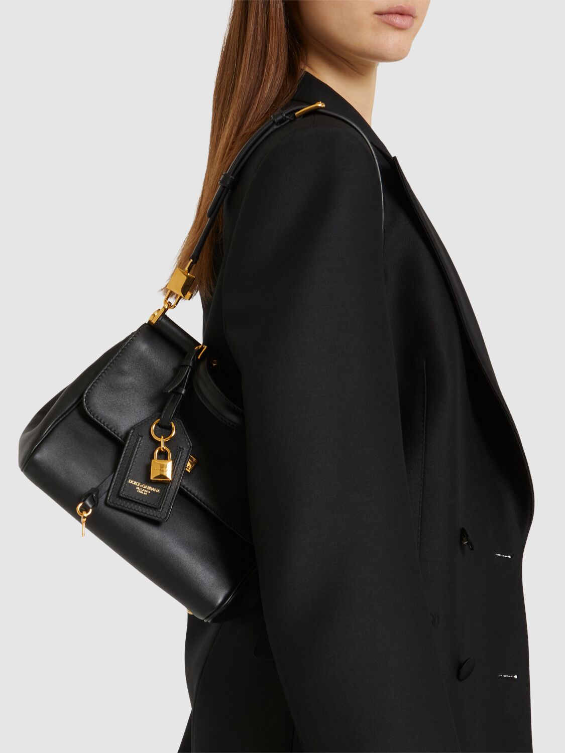 Dolce & Gabbana Small My Sicily Leather Top Handle Bag In Black