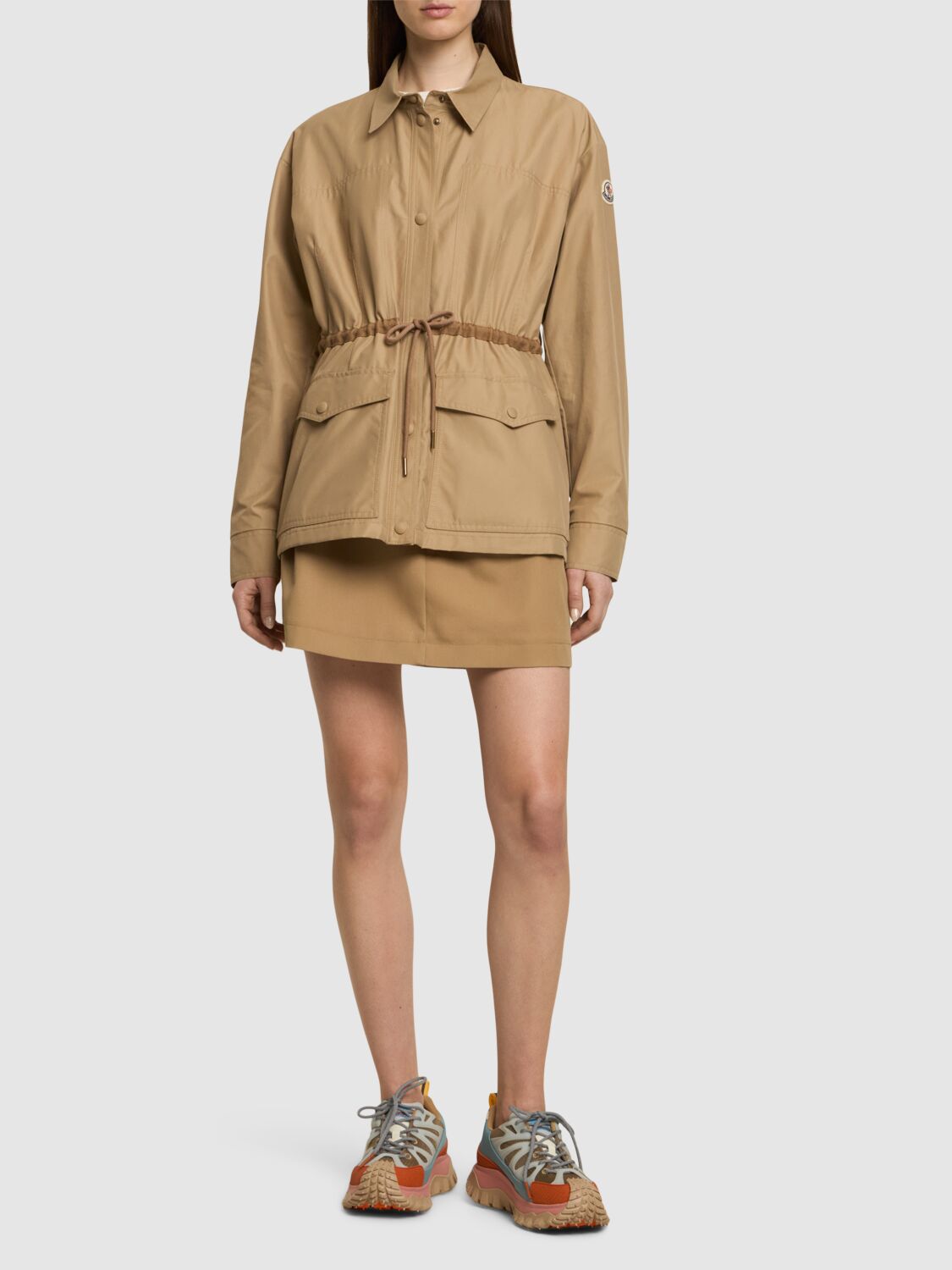 Moncler Saulon Technical Twill Field Jacket In Beige