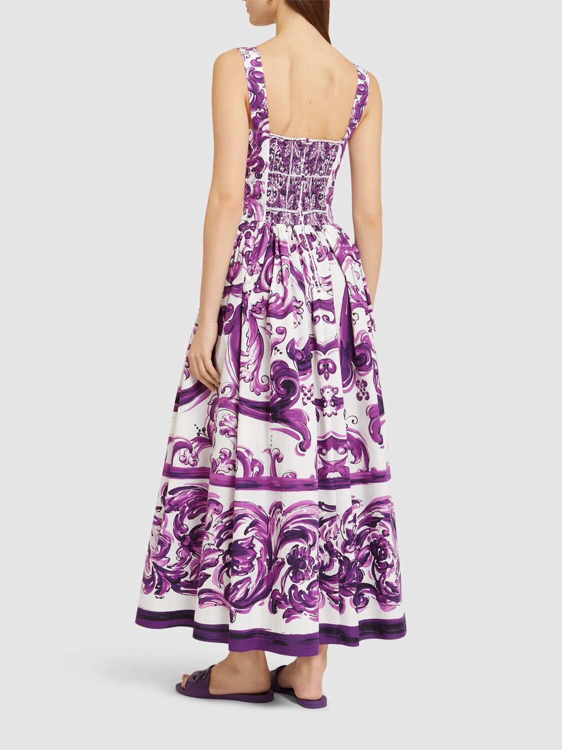 Dolce & Gabbana Maiolica Printed Cotton Long Dress