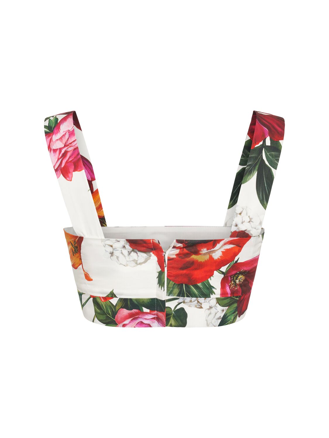 Dolce & Gabbana Multicolor Croped Top With Square Neck And All-over Floral Design In Cotton Woman