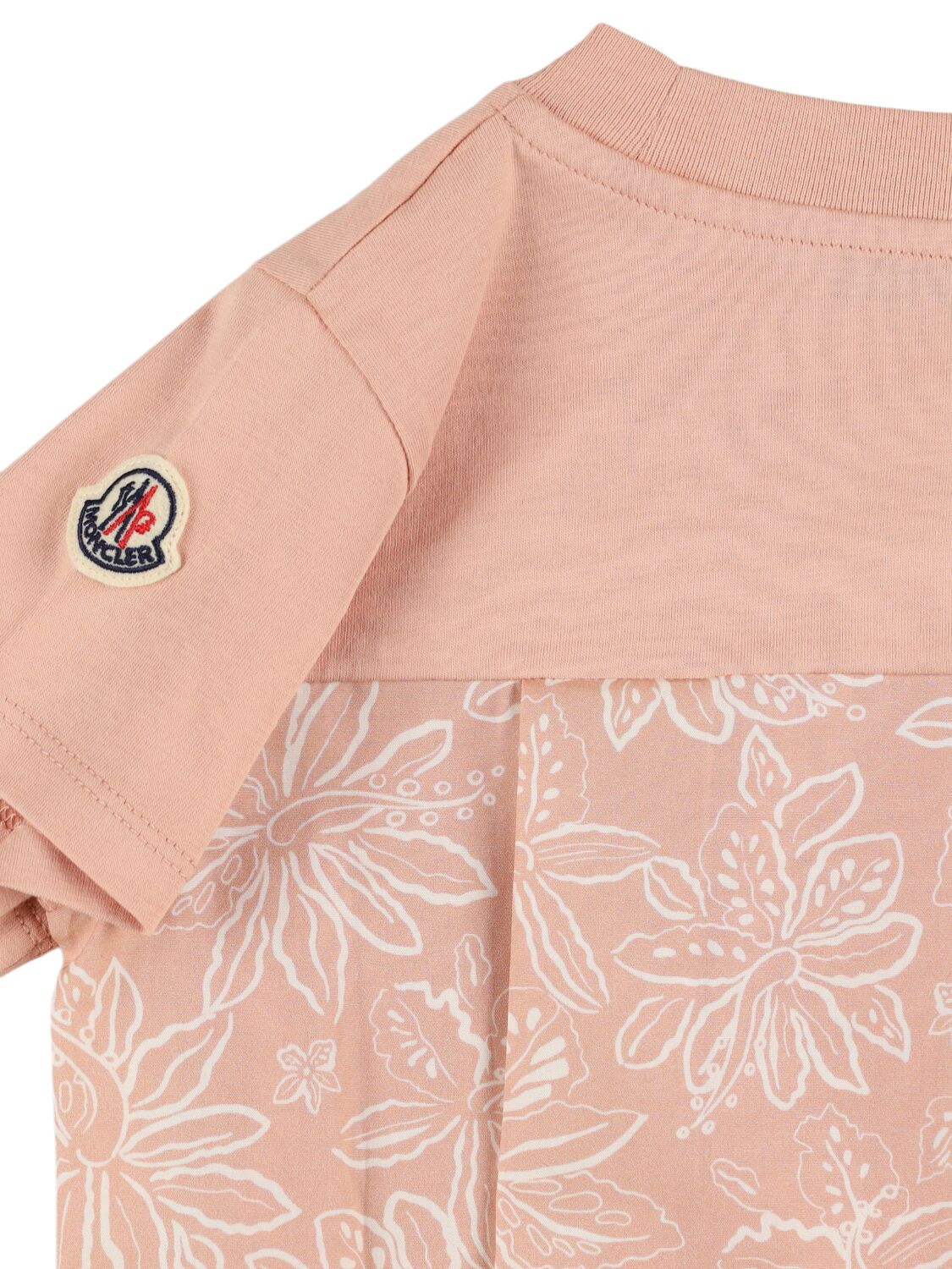 Moncler Logo Cotton Jersey T-shirt In Pink