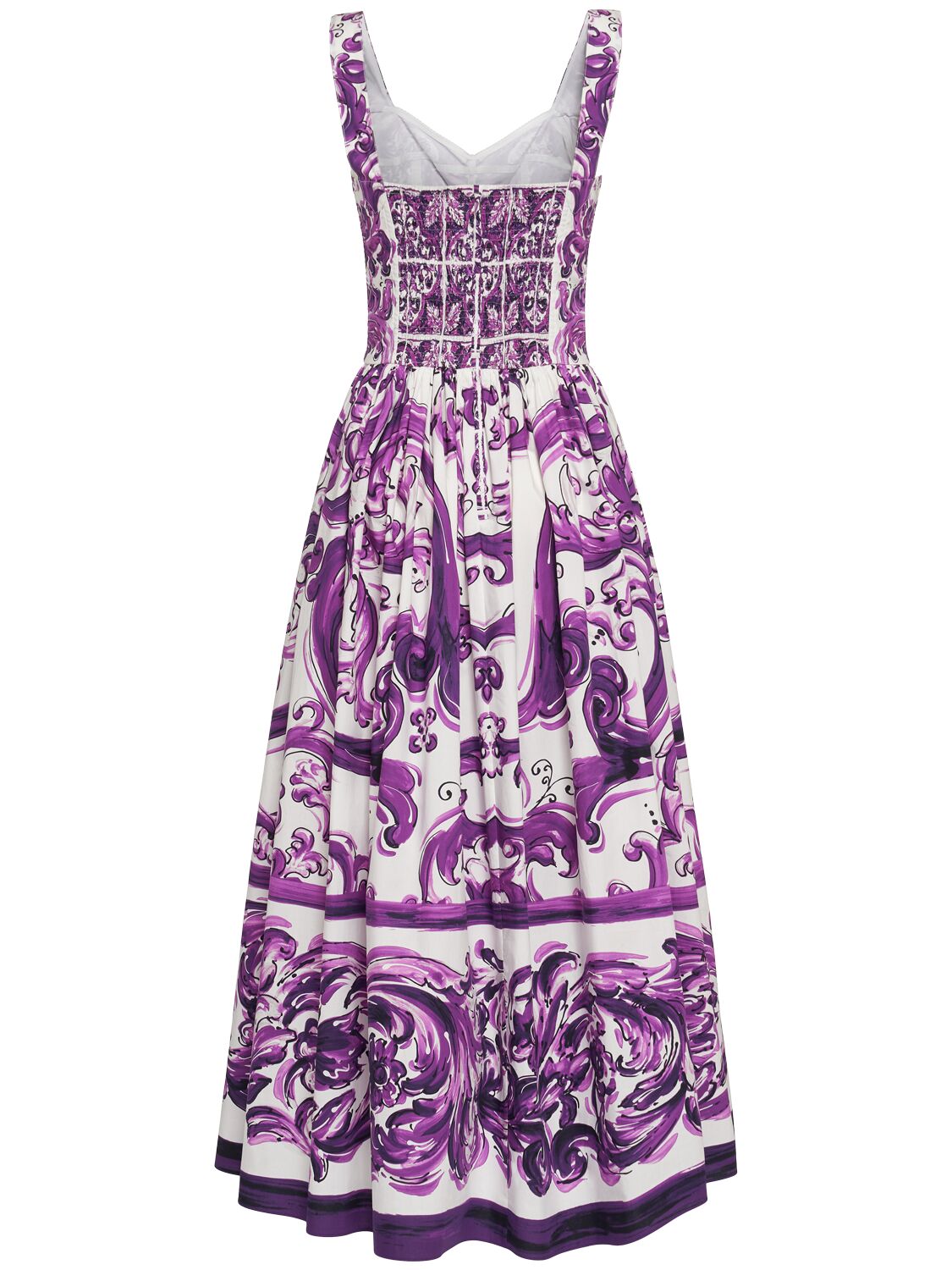Dolce & Gabbana Maiolica Printed Cotton Long Dress