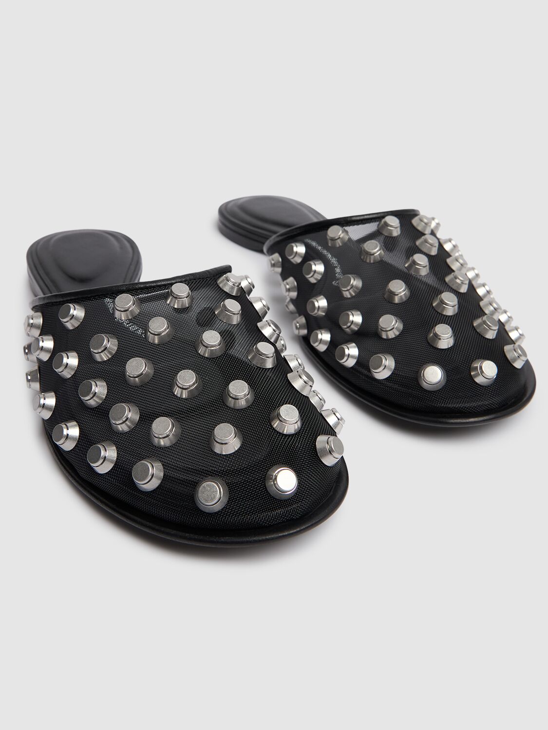Alexander Wang Rhodes Stud-embellished Mesh Ballet Flats In Black