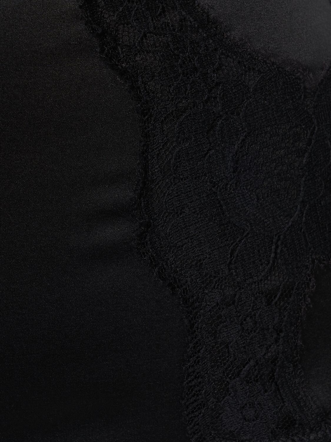 Dolce & Gabbana Lace-trimmed Silk-blend Satin Bodysuit In Black