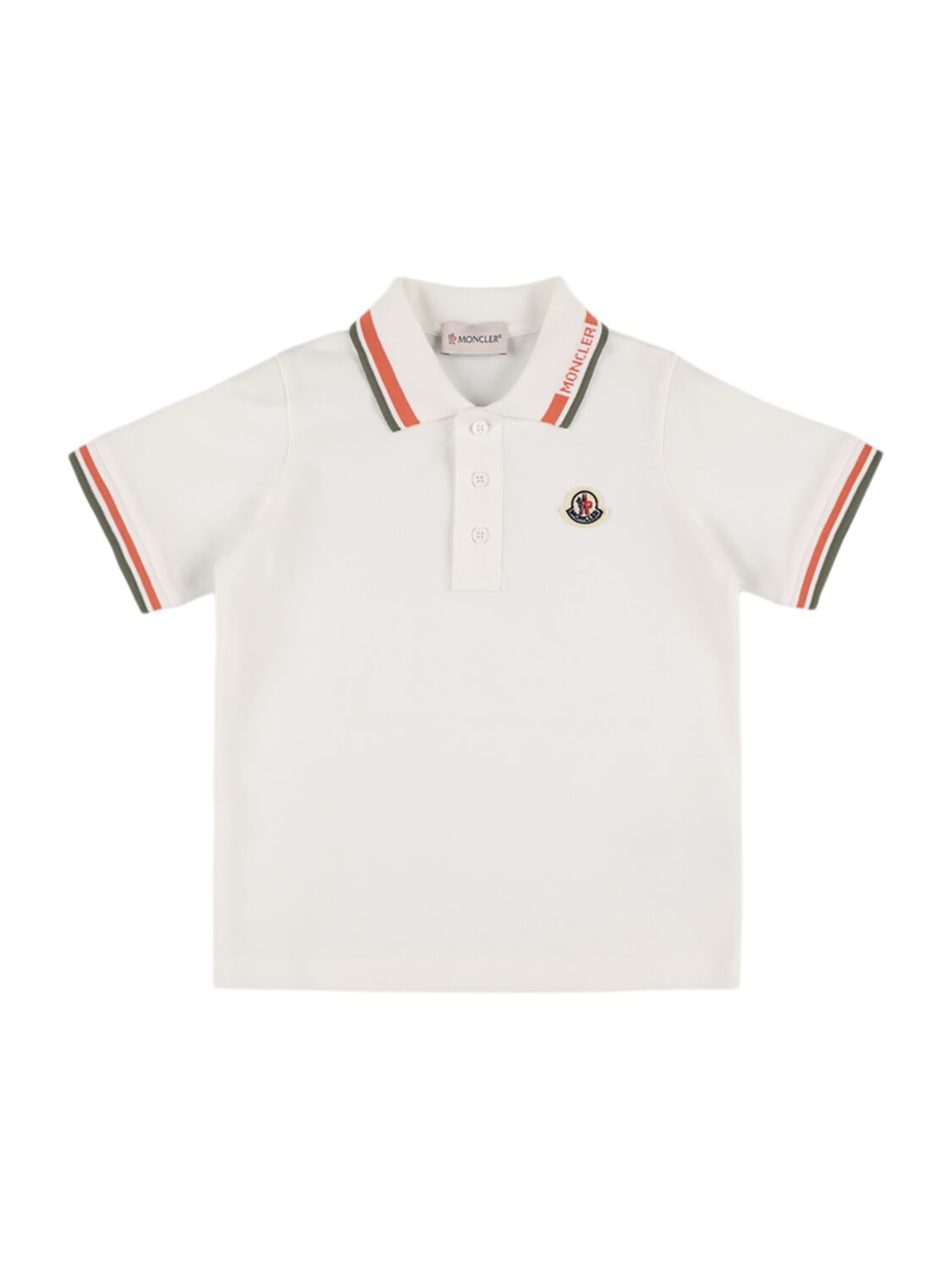 MONCLER Tricolour Trimmed Cotton Polo Shirt