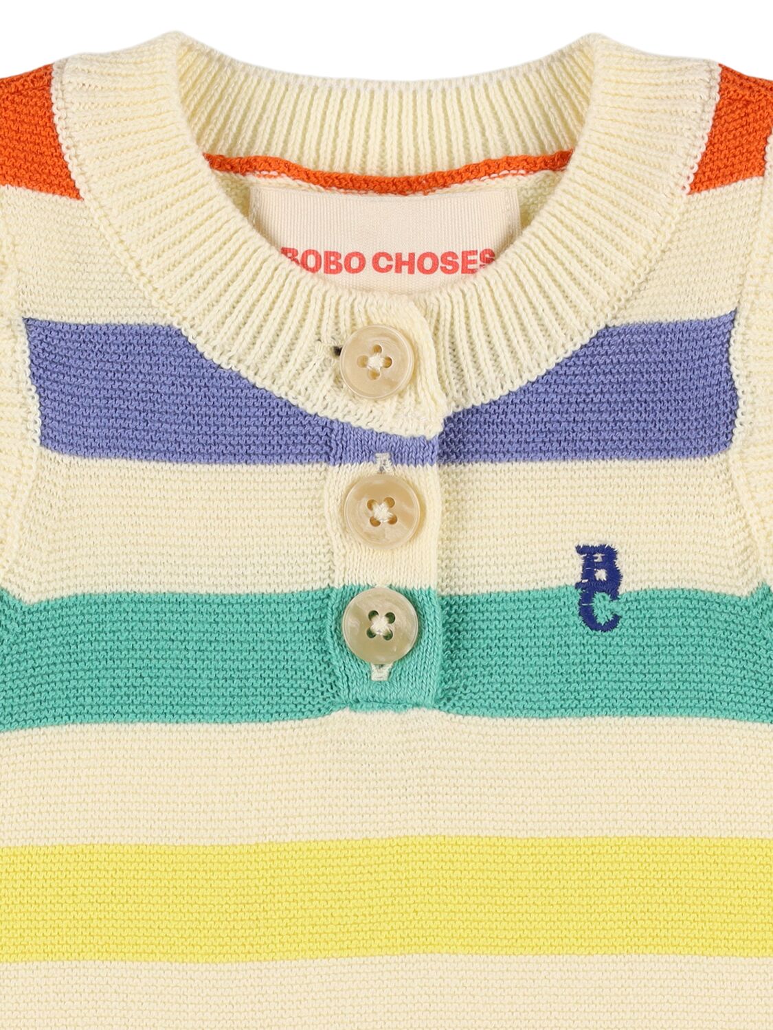 Bobo Choses Striped Cotton Knit Jumpsuit In White/multi