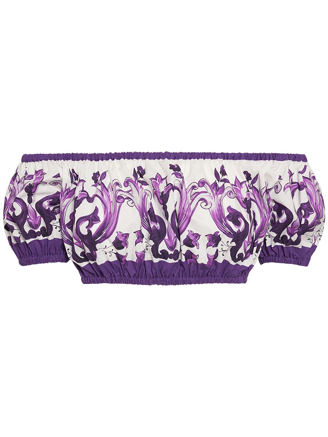 Dolce & Gabbana Maiolica Printed Cotton Cropped Top
