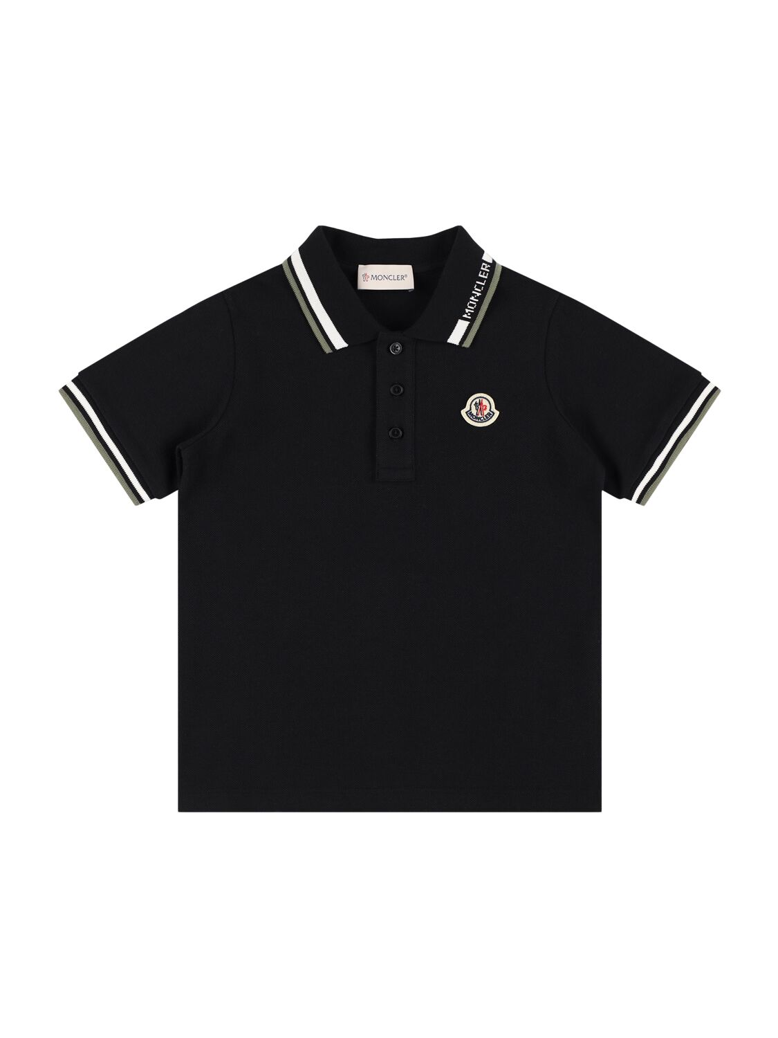 MONCLER Tricolour Trimmed Cotton Polo Shirt