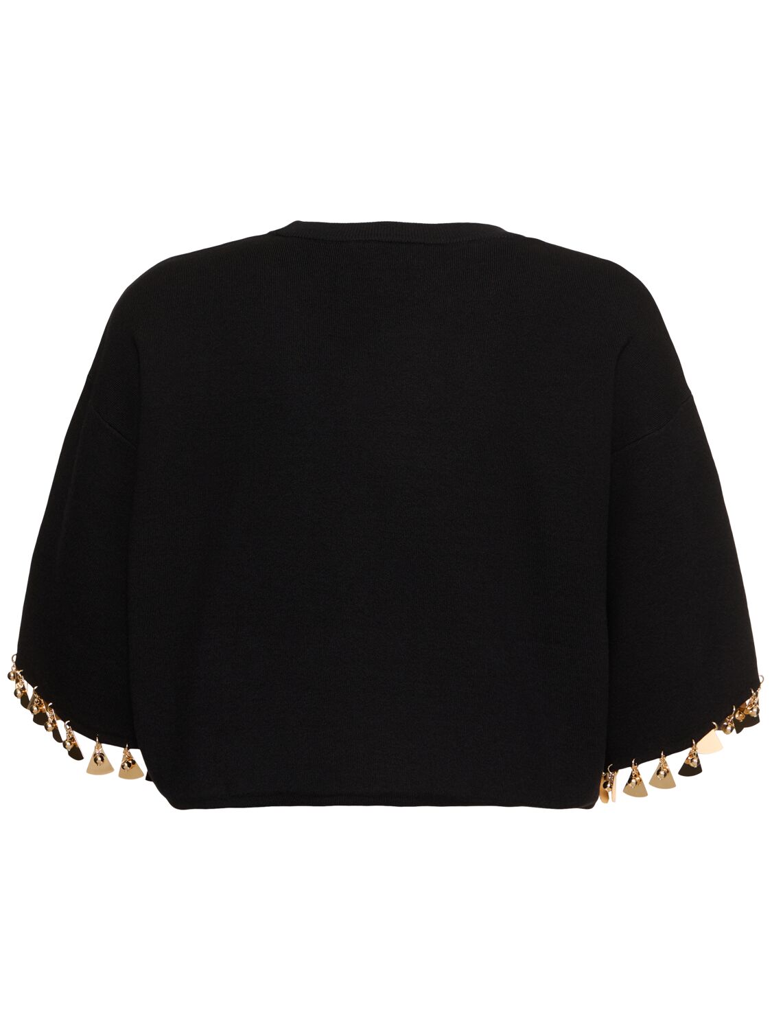 Rabanne Silk And Cotton Blend Cropped Sweater In Black