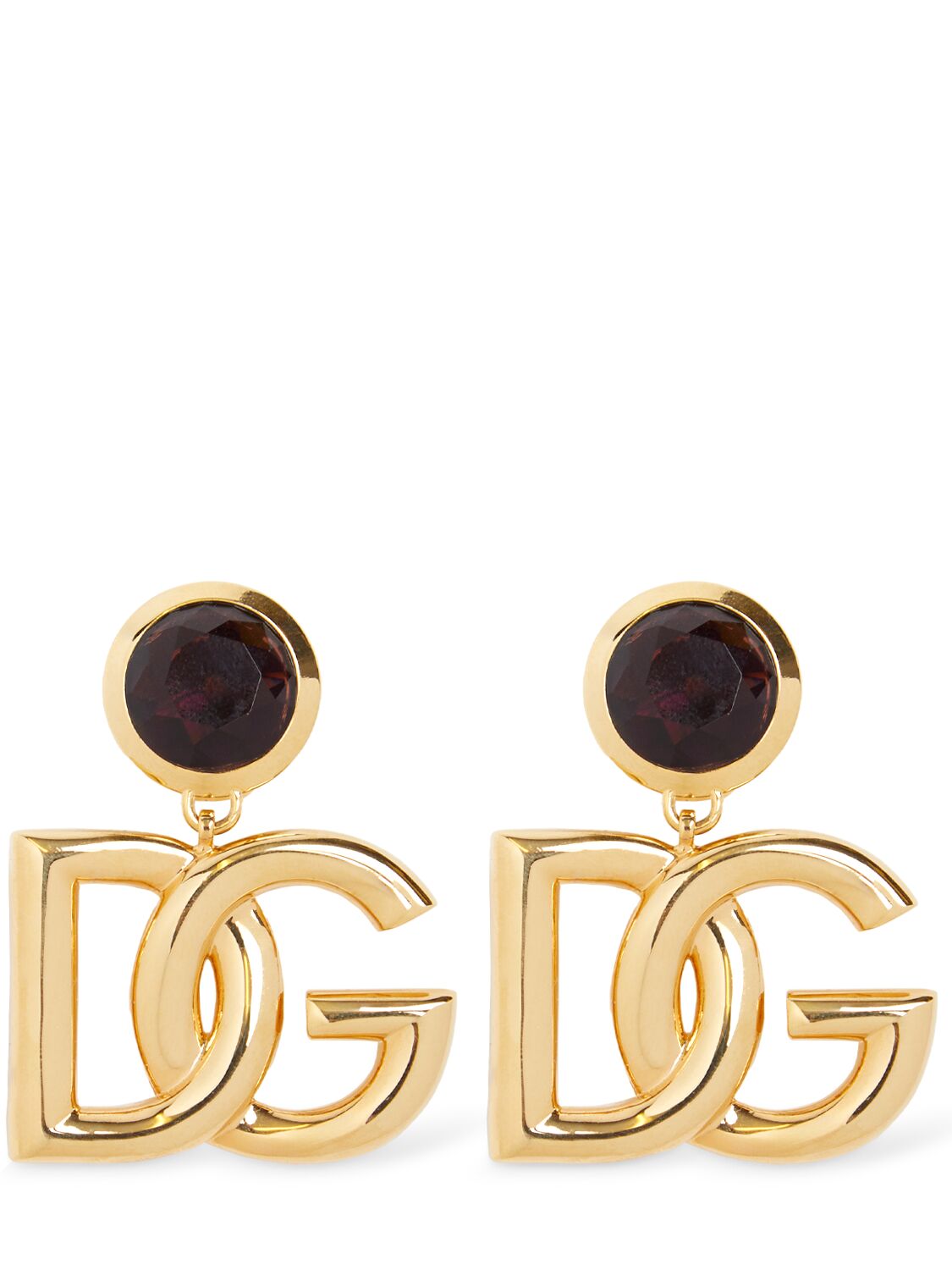 Dolce & Gabbana Logo Gemstone Accent Clip Earrings