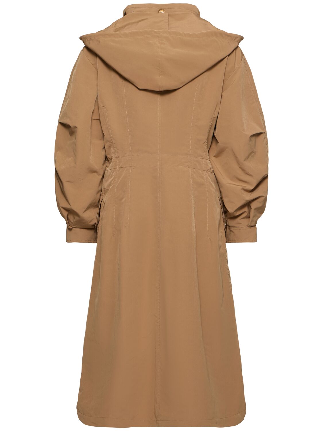 Moncler Drawstring Parka With Epaulettes And Hood In Beige