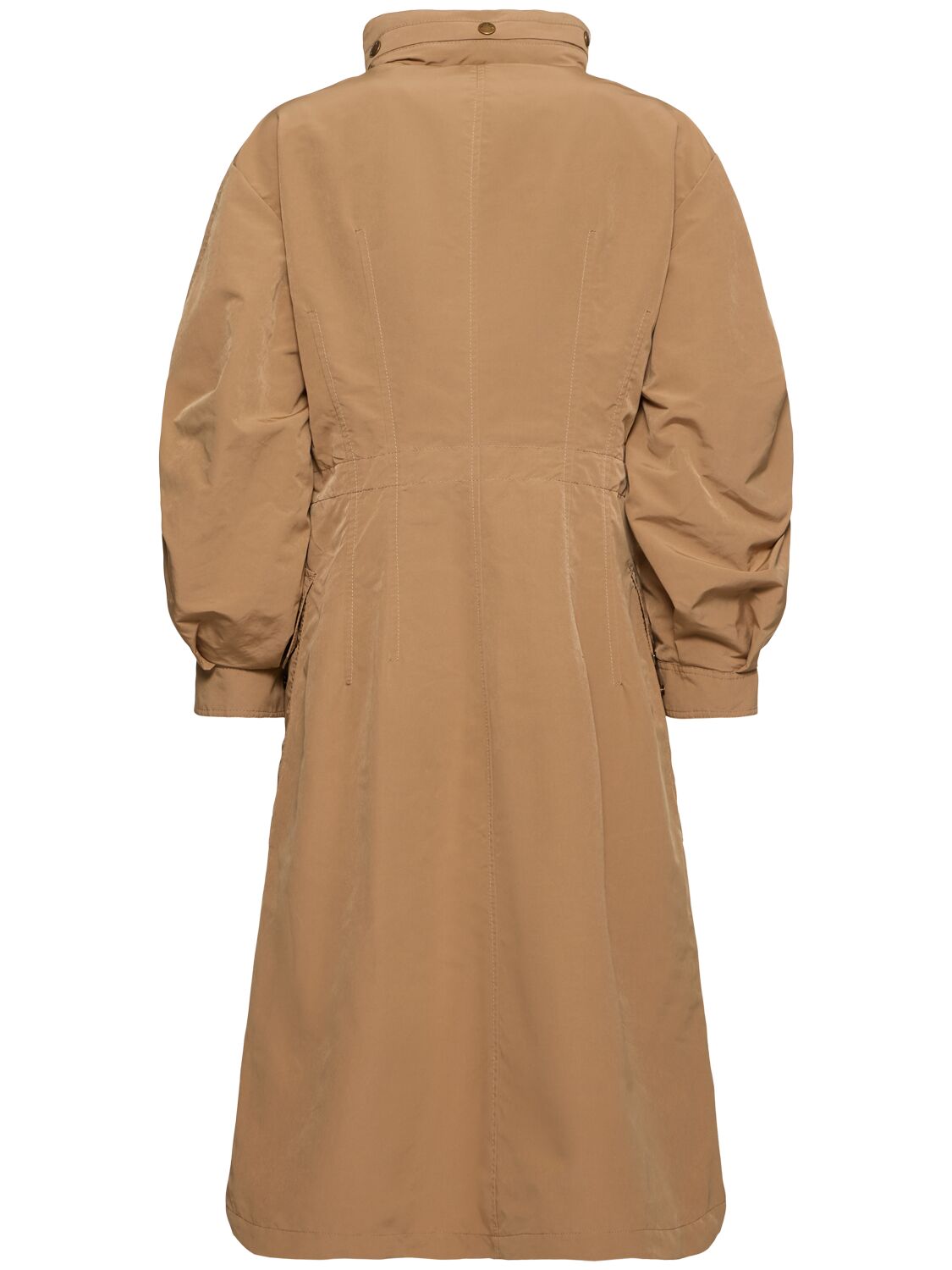 Moncler Drawstring Parka With Epaulettes And Hood In Beige