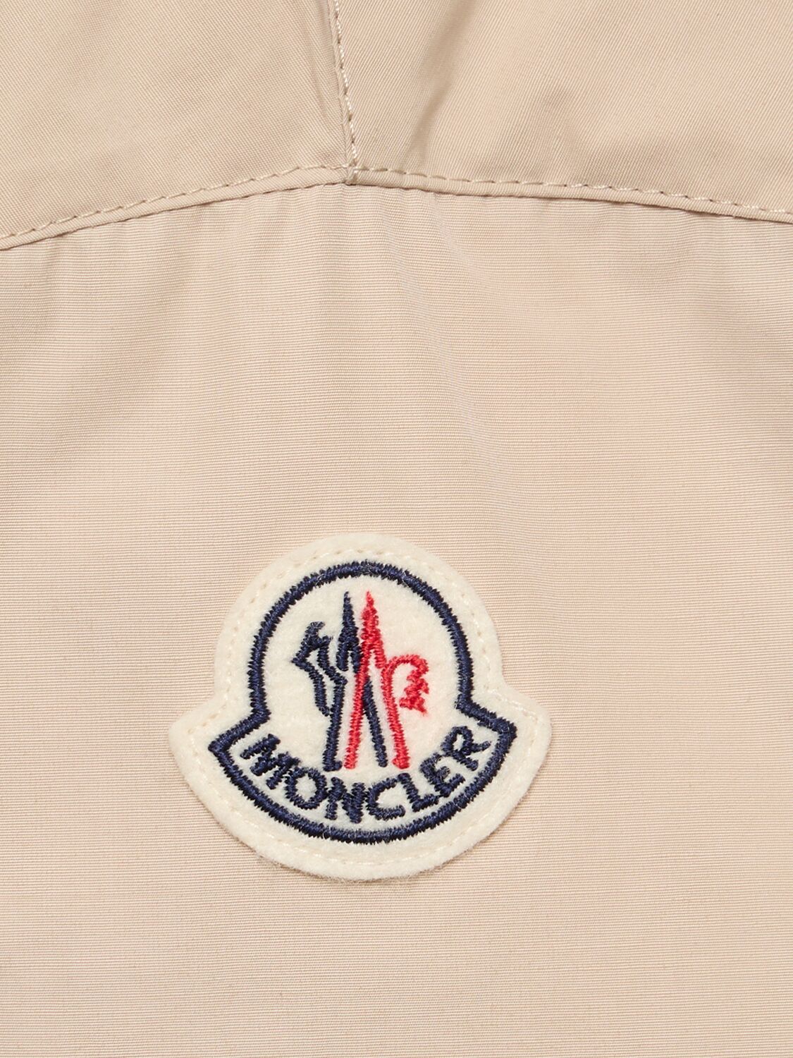 Moncler Sauvan Hooded Cotton Blend Jacket In Light Beige