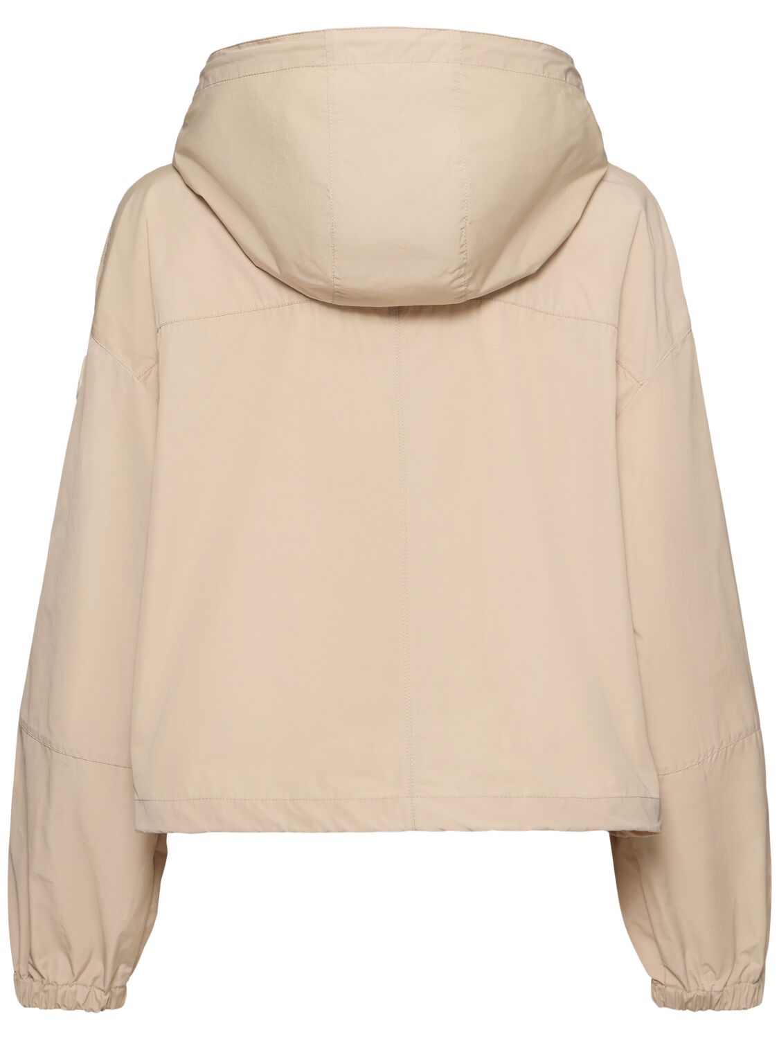 Moncler Sauvan Hooded Cotton Blend Jacket In Light Beige