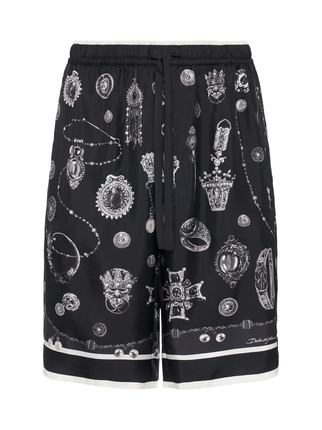Printed Silk Twill Shorts
