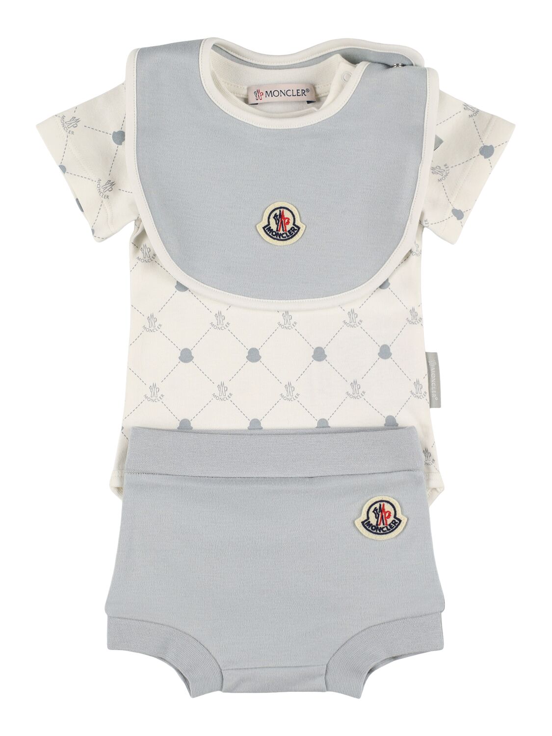 Moncler Babies' All Over Print Cotton Set In Blue