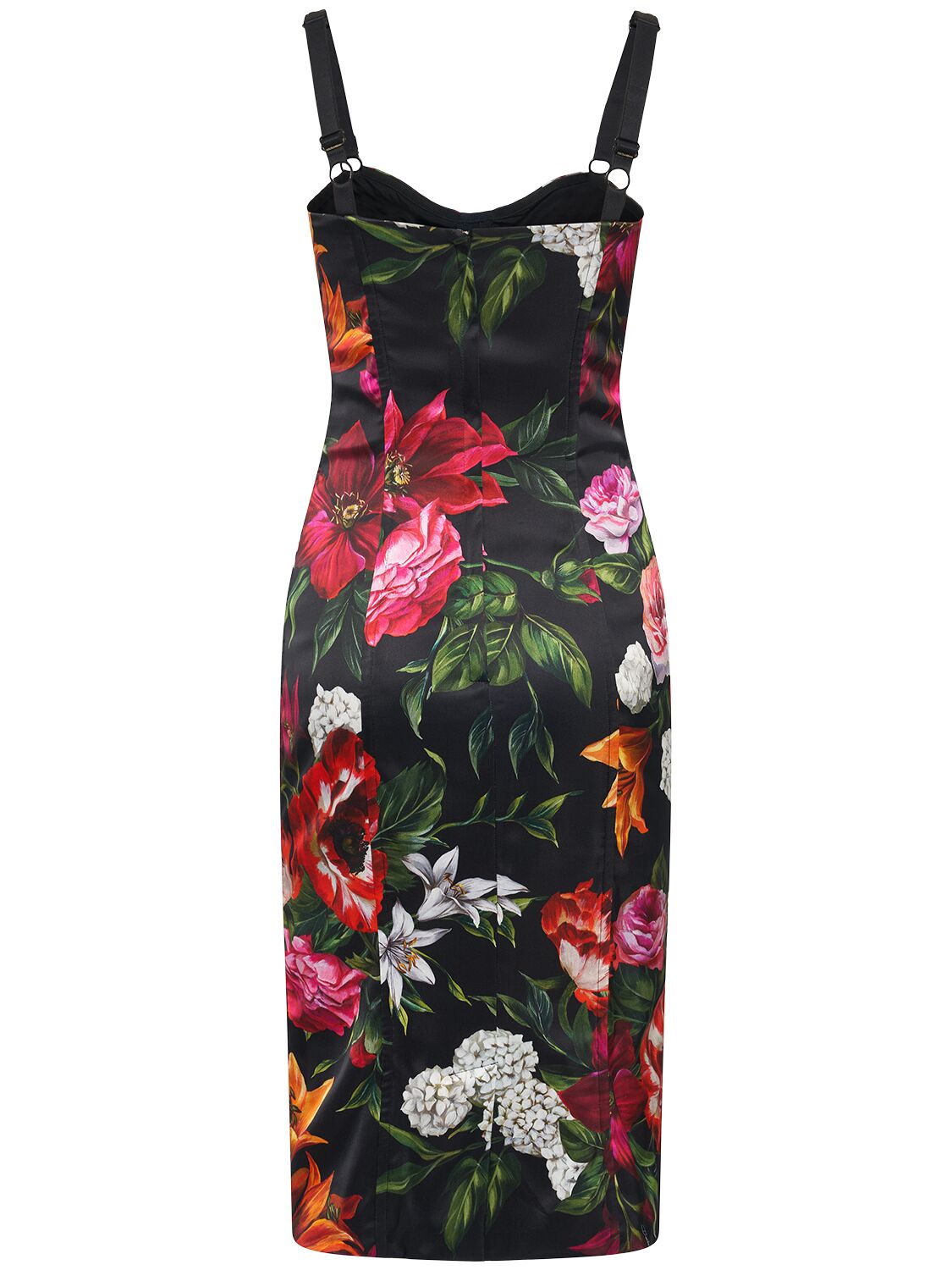 Dolce & Gabbana Anemone Floral Satin Bustier Dress In Red