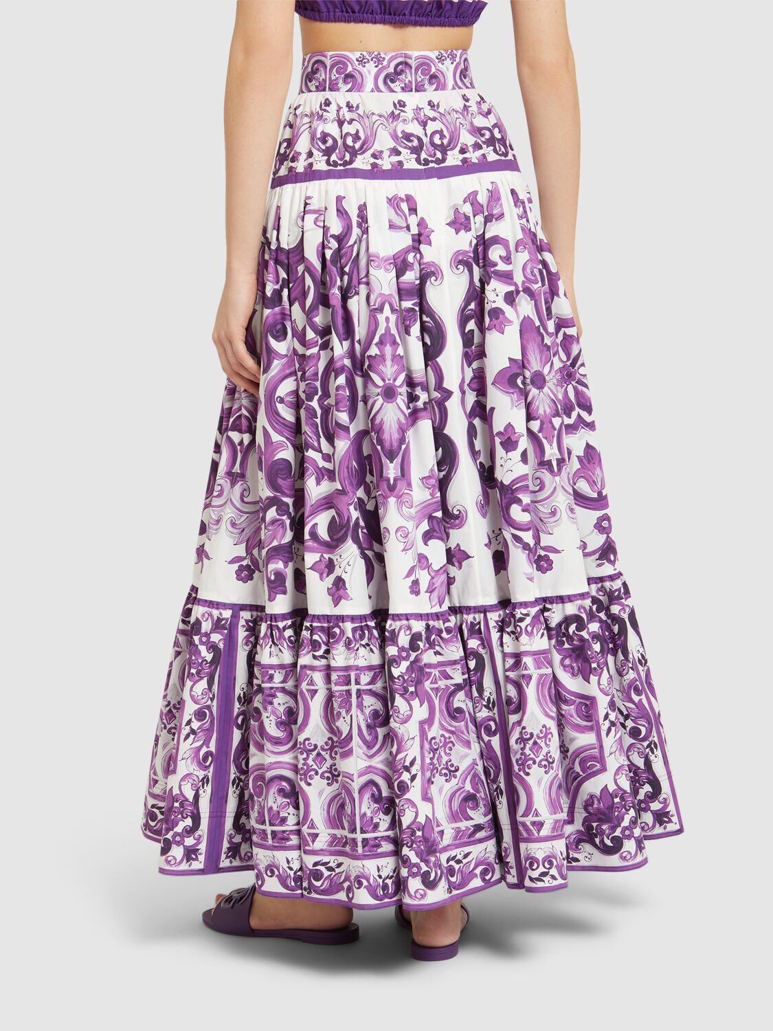 Dolce & Gabbana Maiolica Printed Cotton Long Skirt