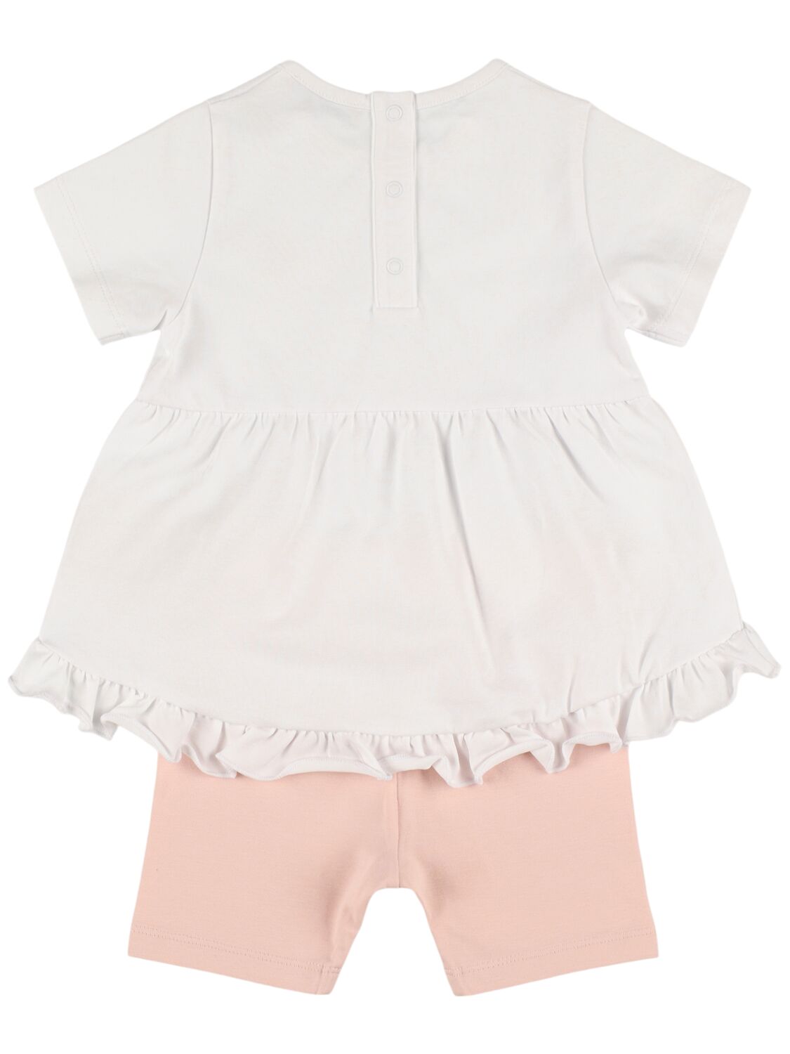 Moncler Stretch Cotton Jersey T-shirt & Shorts In White/pink