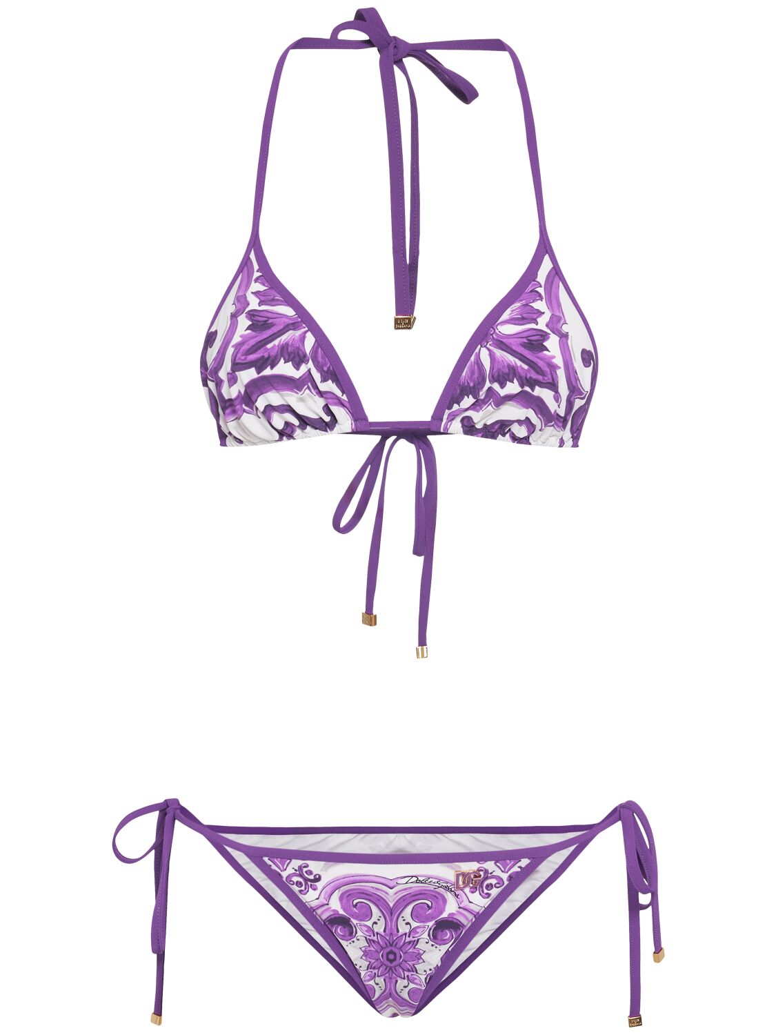 Maiolica Printed Triangle Bikini - DOLCE & GABBANA - Modalova