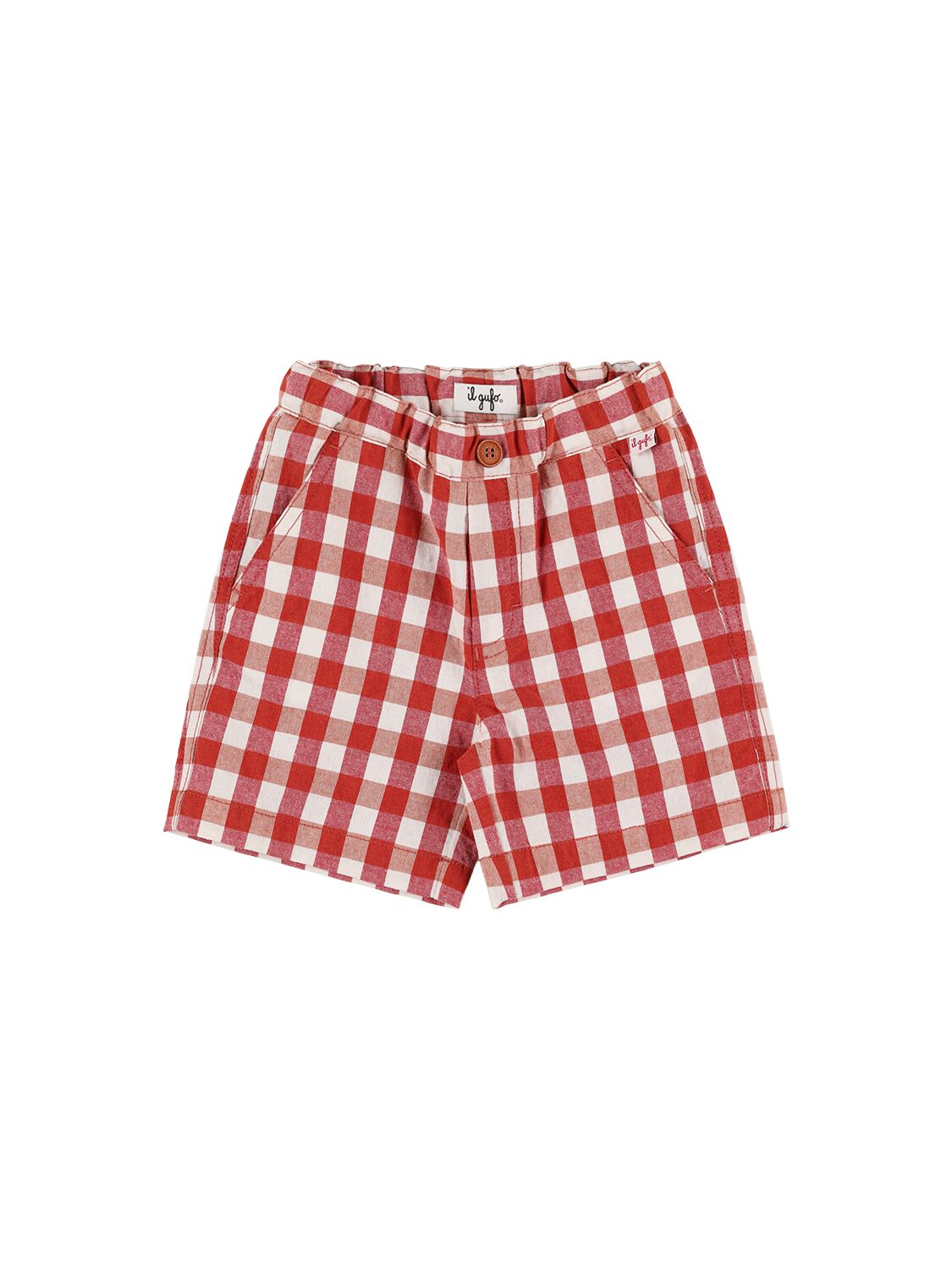 Il Gufo Vichy Cotton Seersucker Shorts In Red