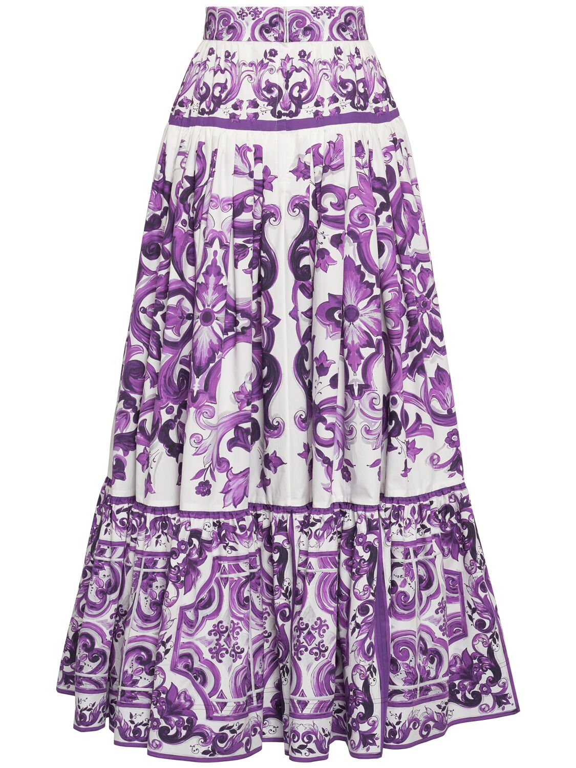 Dolce & Gabbana Maiolica Printed Cotton Long Skirt