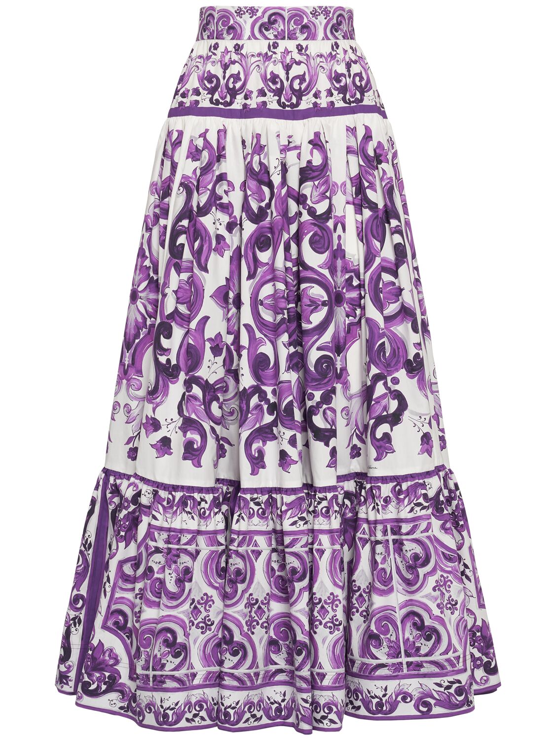 Dolce & Gabbana Maiolica Printed Cotton Long Skirt
