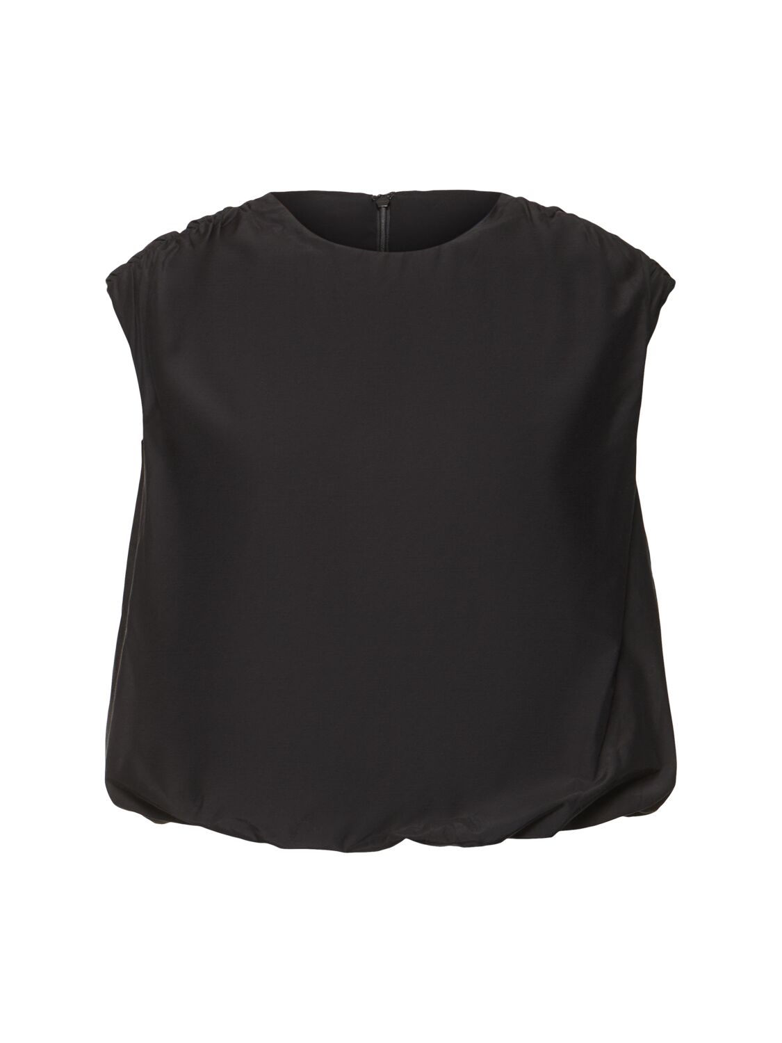 Loulou De Saison Cosma Gathered Sleeveless Top In Black