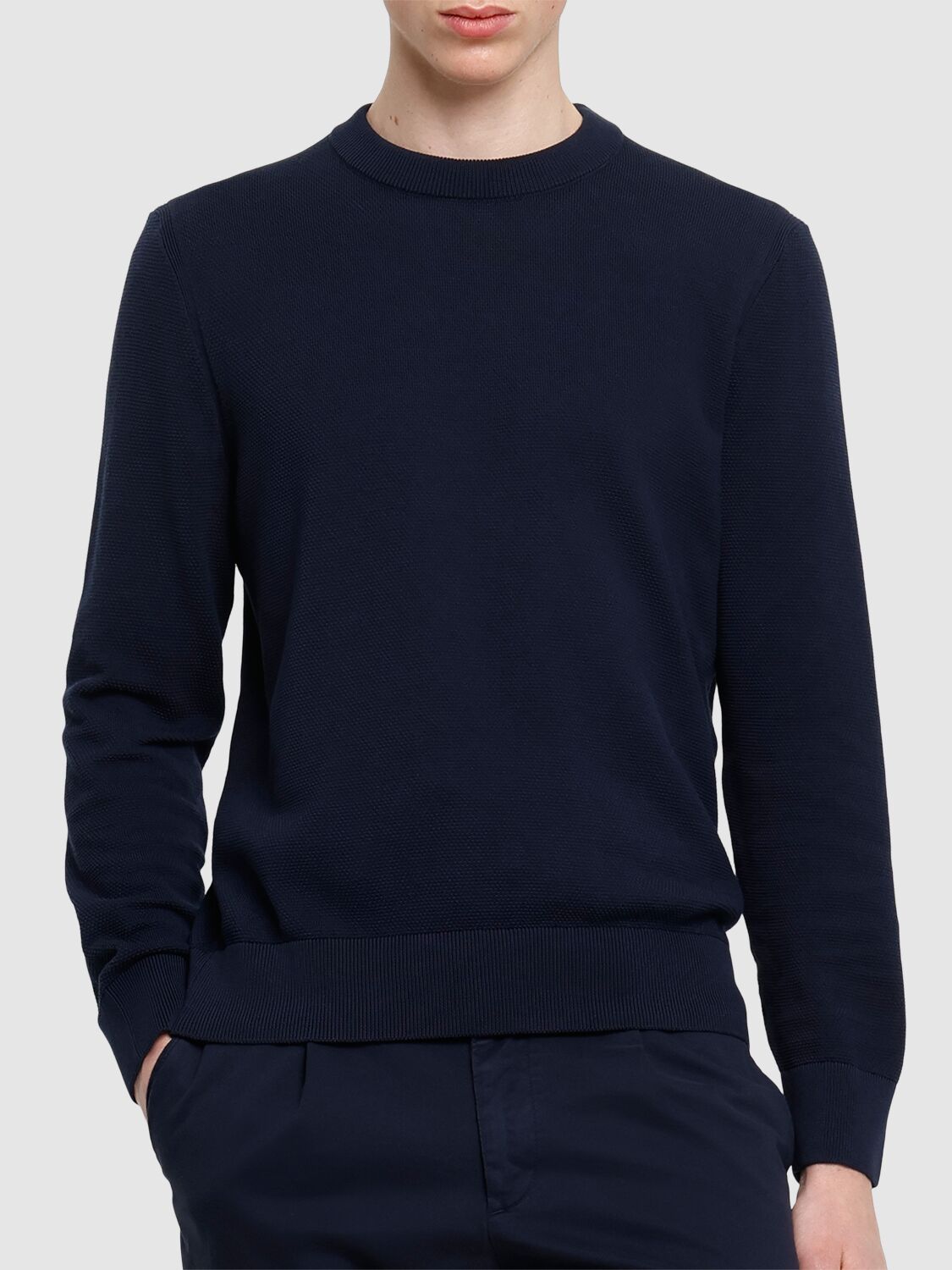 HUGO BOSS ECAIO COTTON KNIT SWEATER 